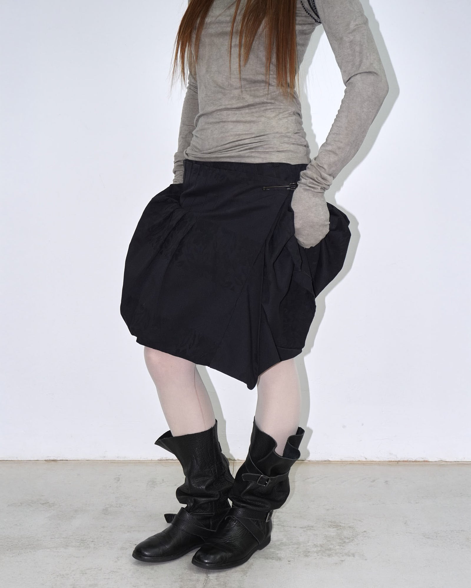 charcoal safety pin skirt