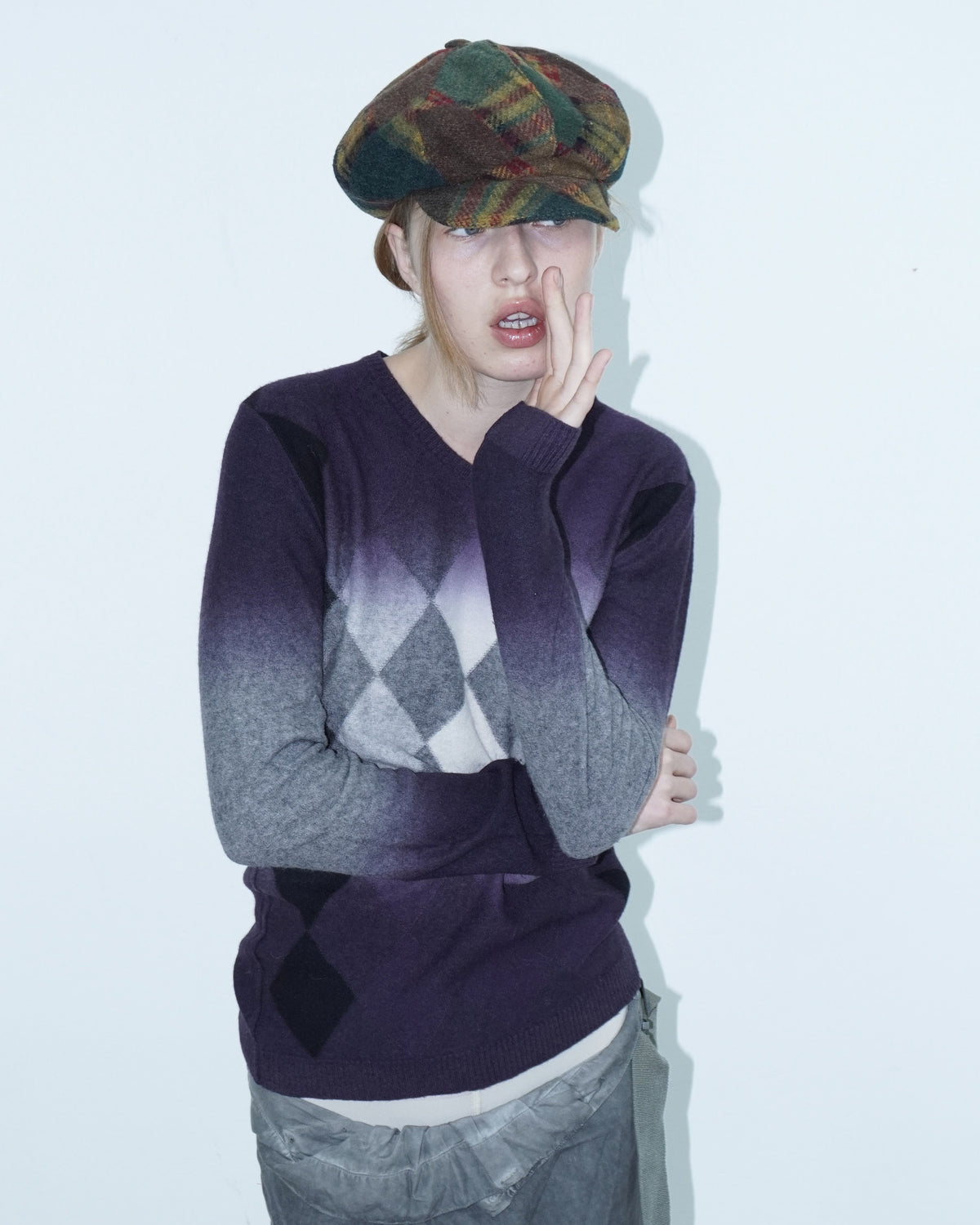 checkered winter felt hat