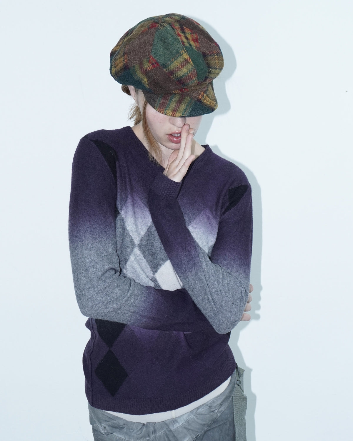 checkered winter felt hat