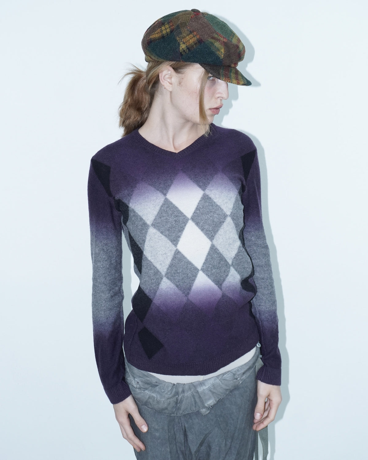 checkered winter felt hat