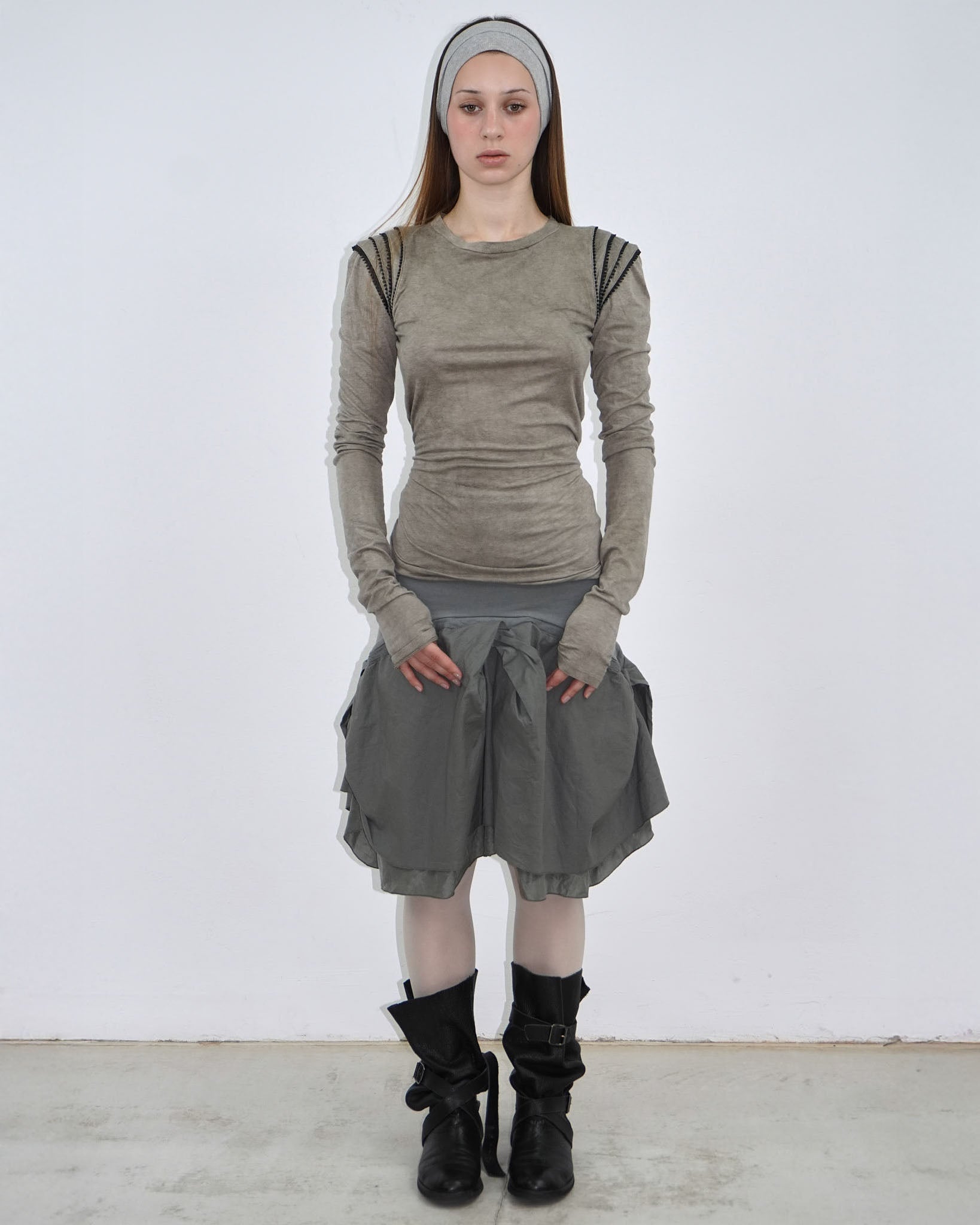 cool grey ballon silk skirt – ANEMONIA