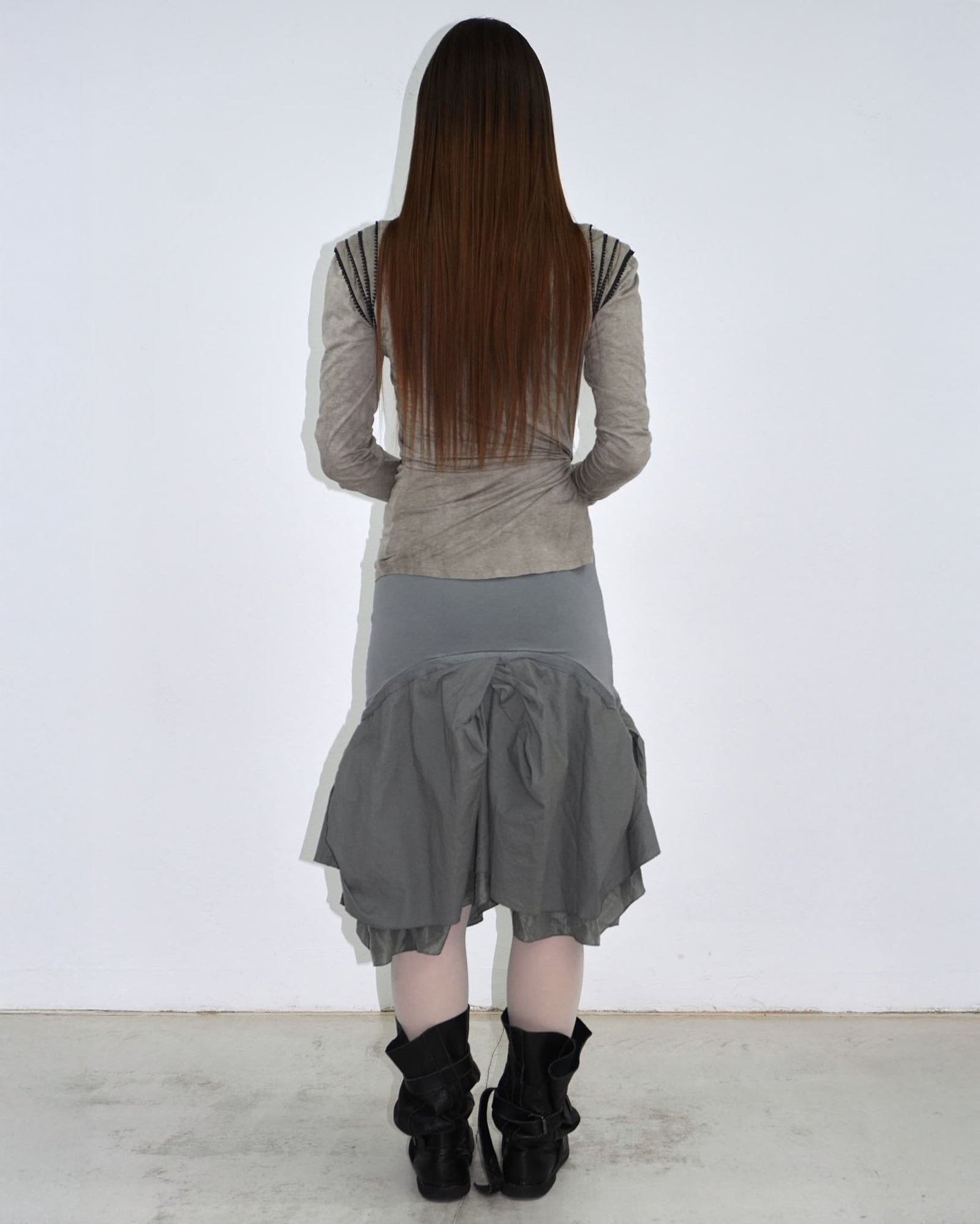 cool grey ballon silk skirt