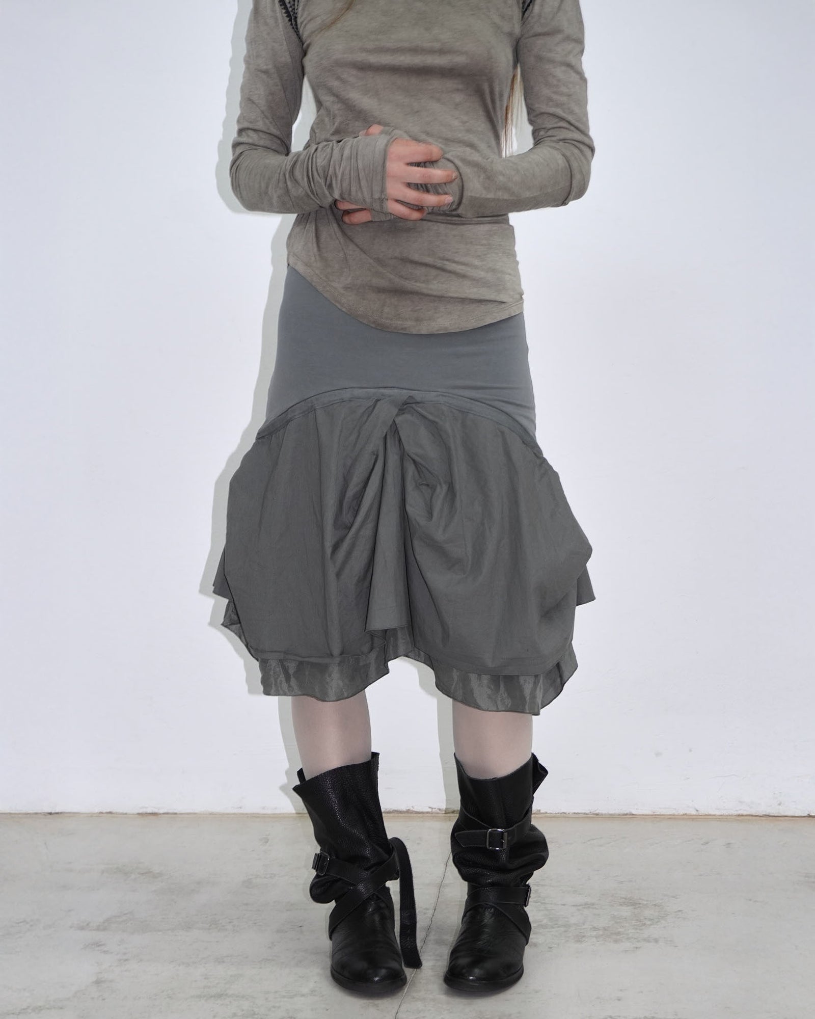 cool grey ballon silk skirt