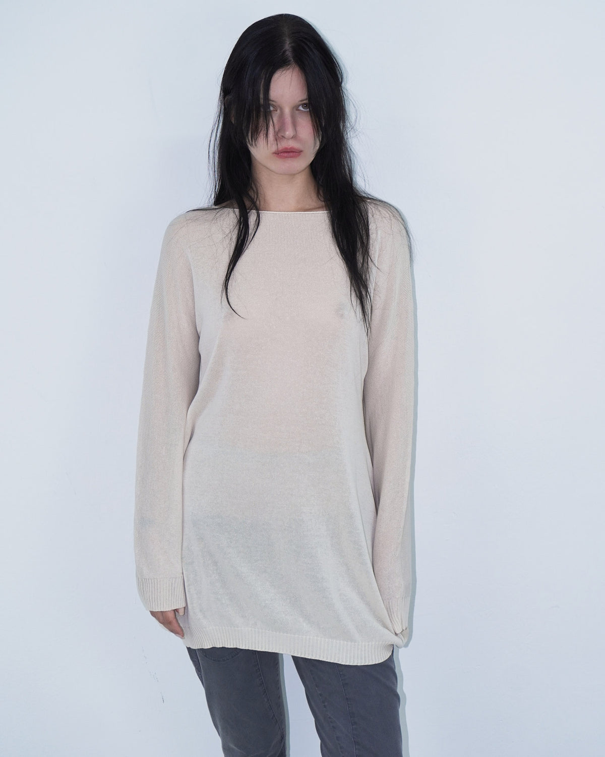 cream knit top with cut out details