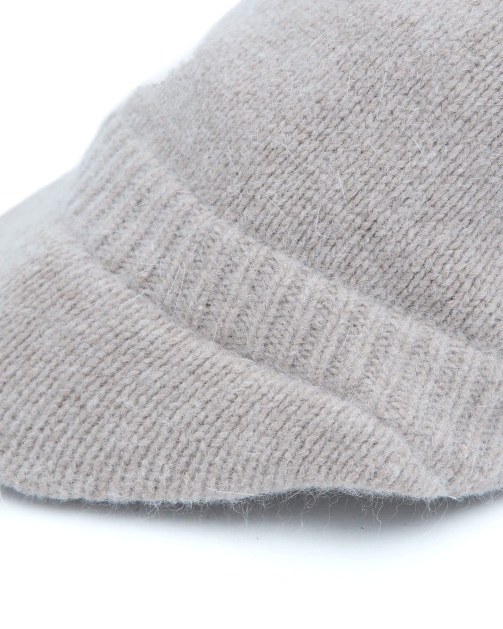cream wool knit visor beanie