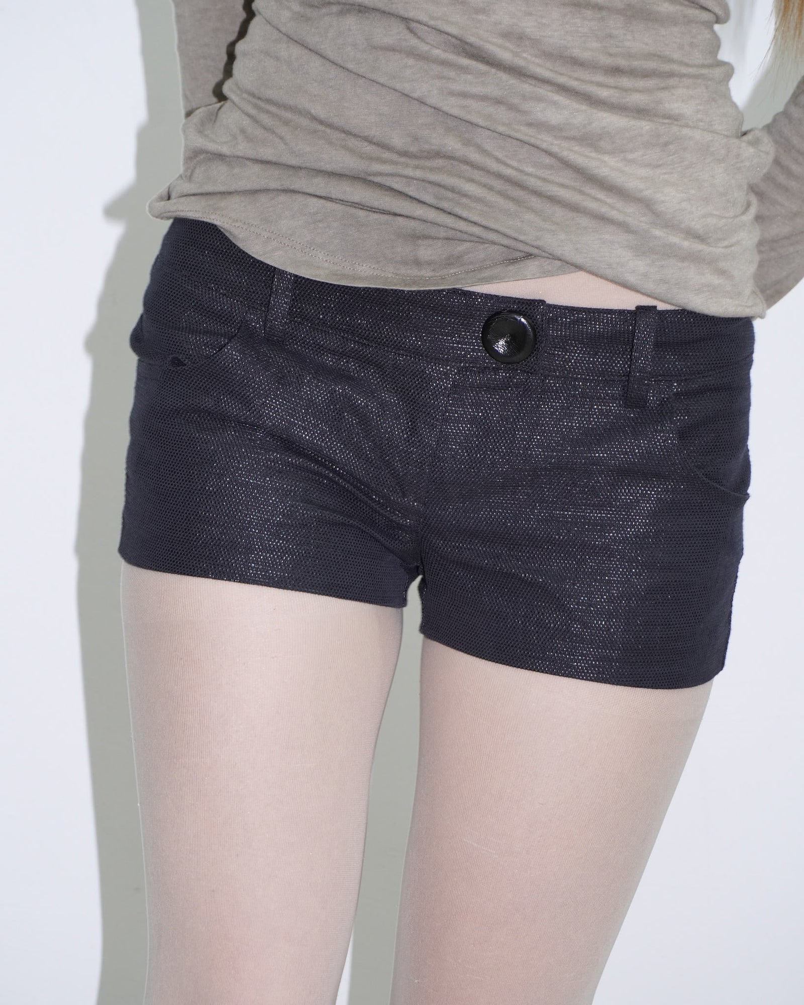 dark blue glossy hotpants