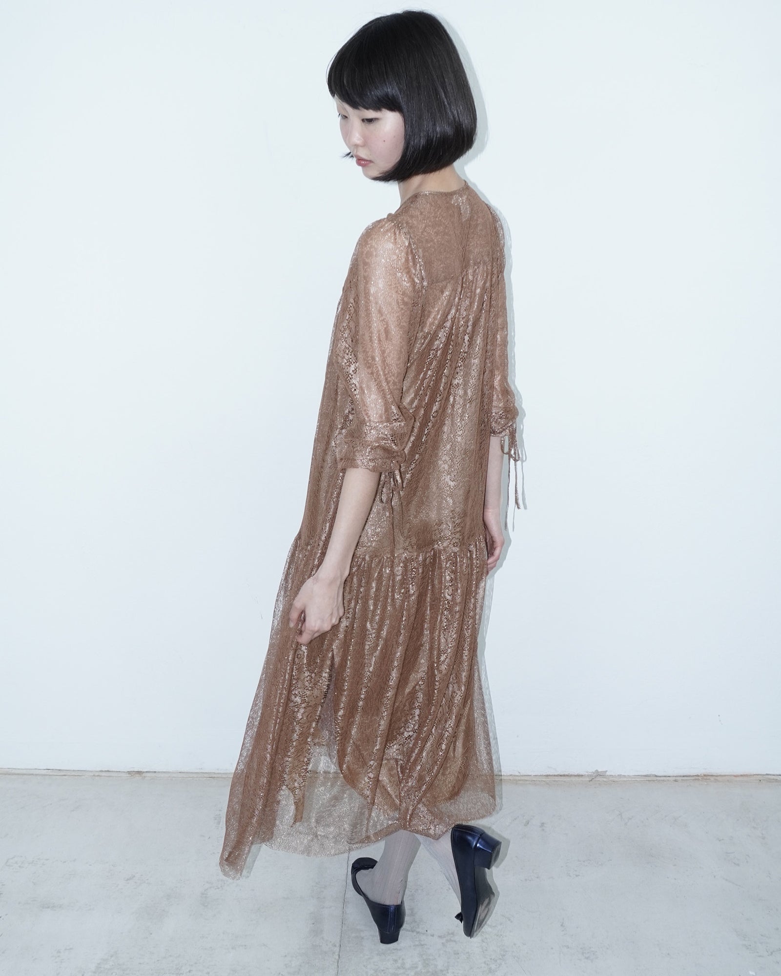 gold lace two-piece dress
