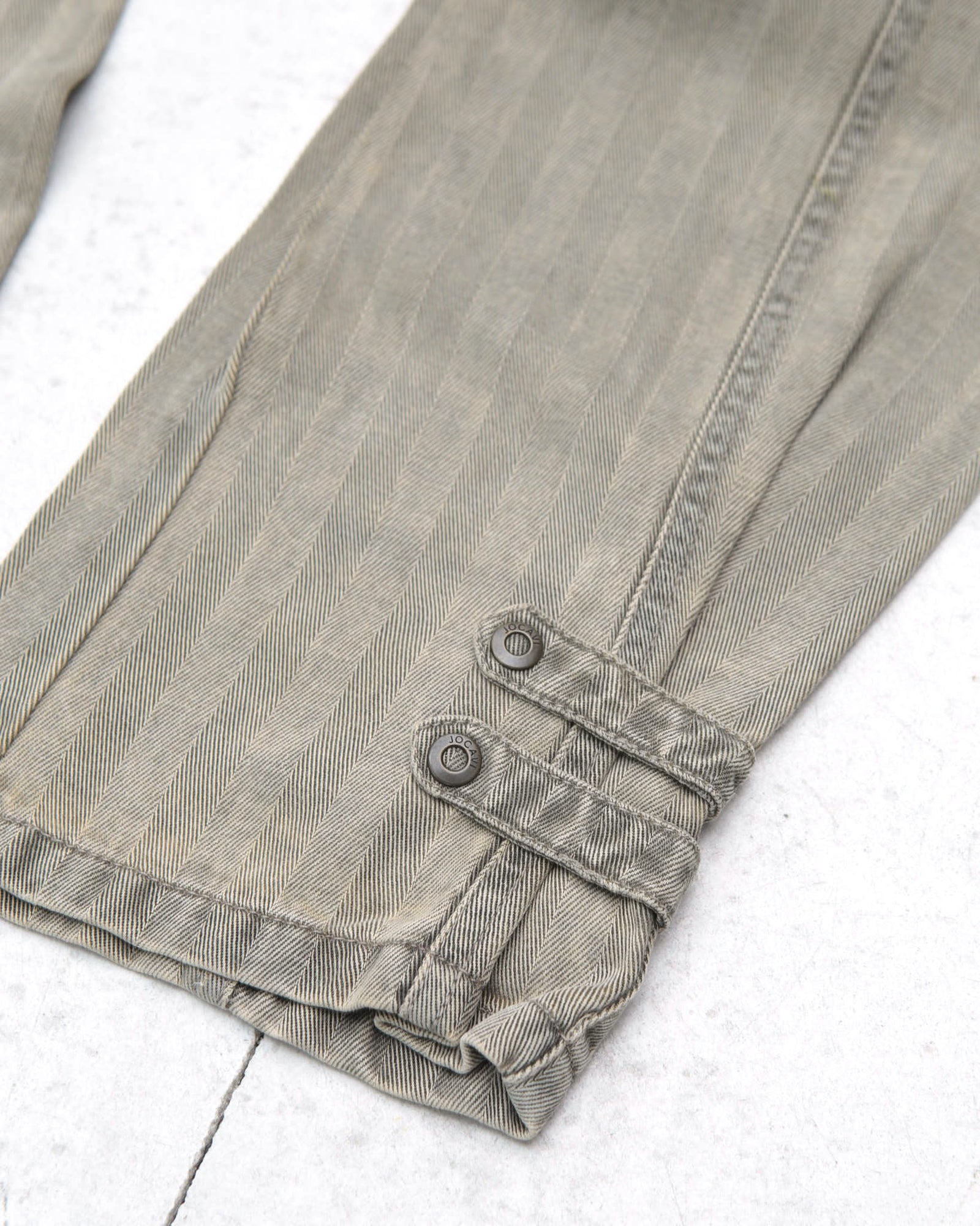 distressed striped straight pants