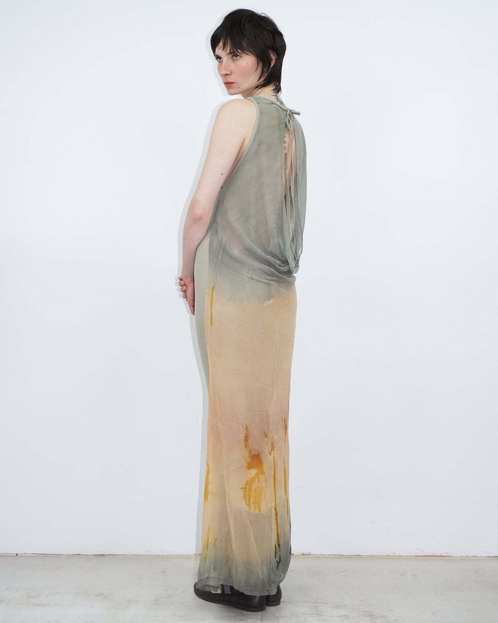 double layer cotton and silk slip-on dress