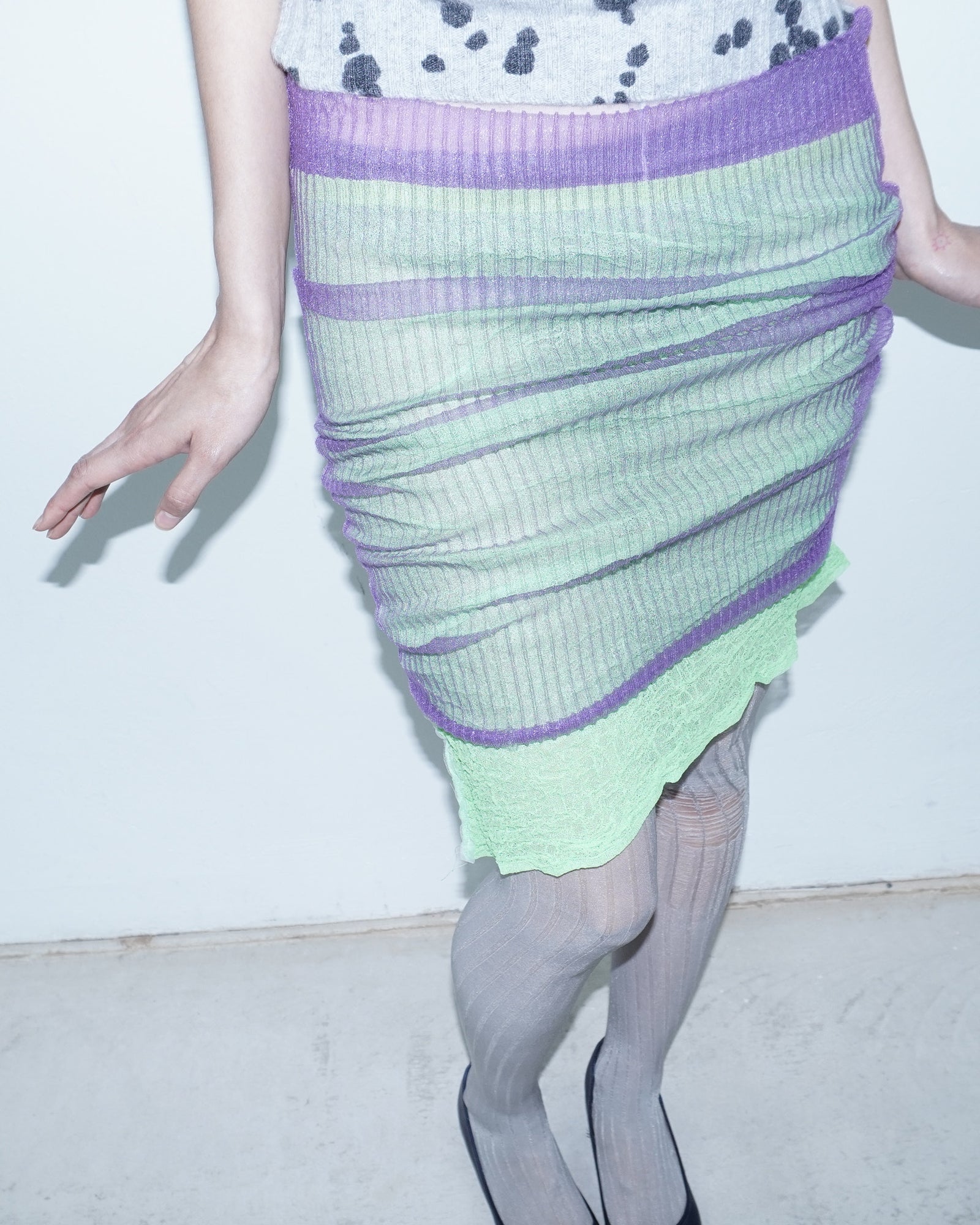 double layer green and lilac ethereal skirt