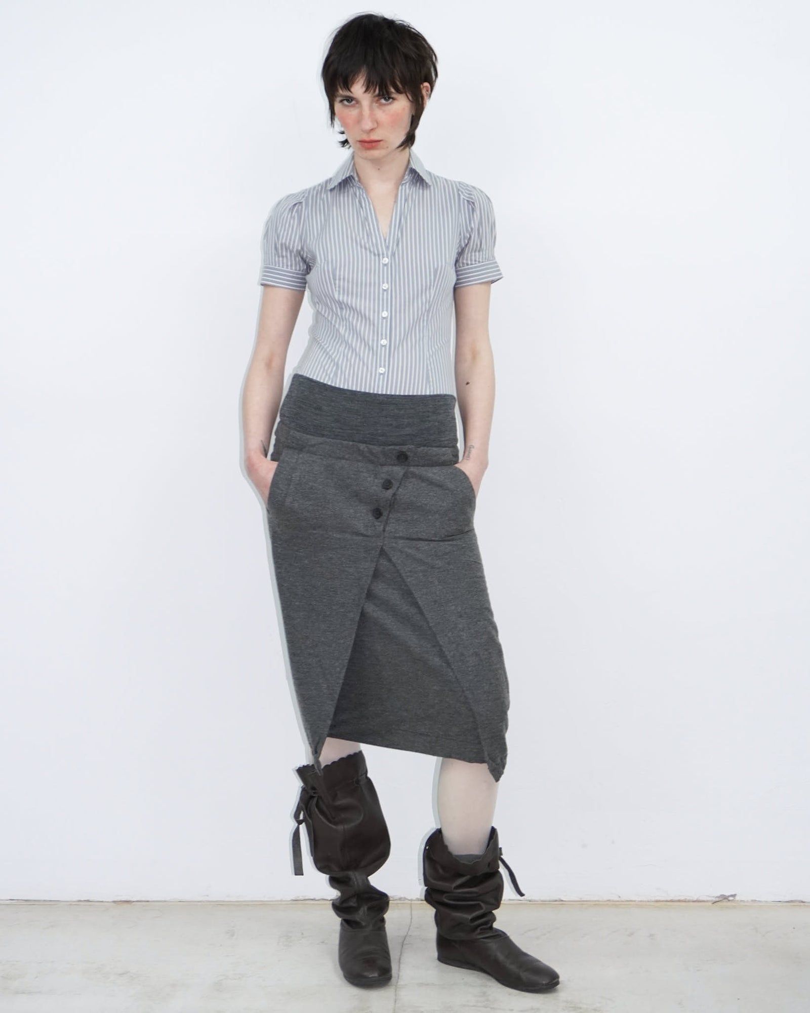double waisted asymmetrical bubble skirt