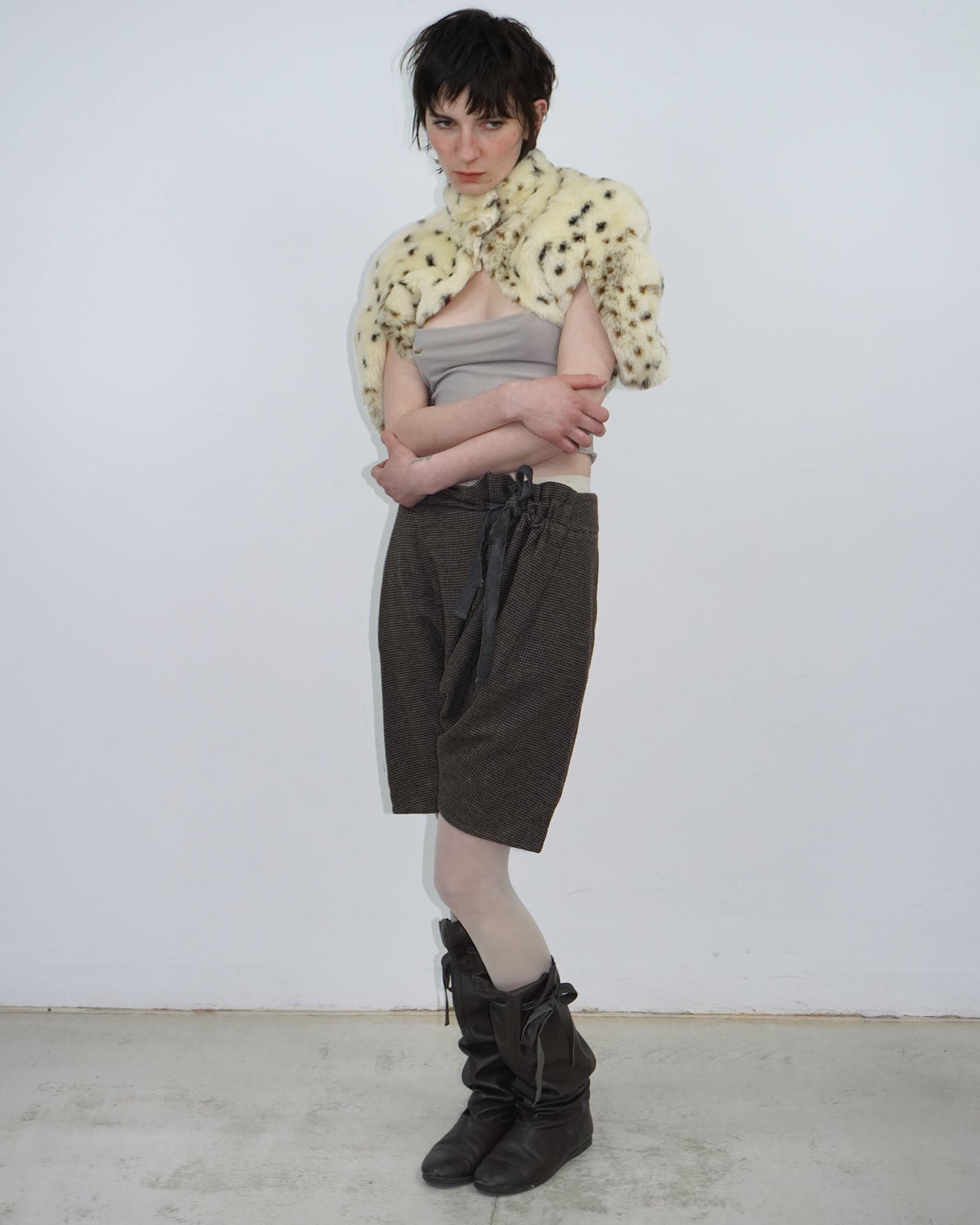 faux fur leopard print / polka dot bolero