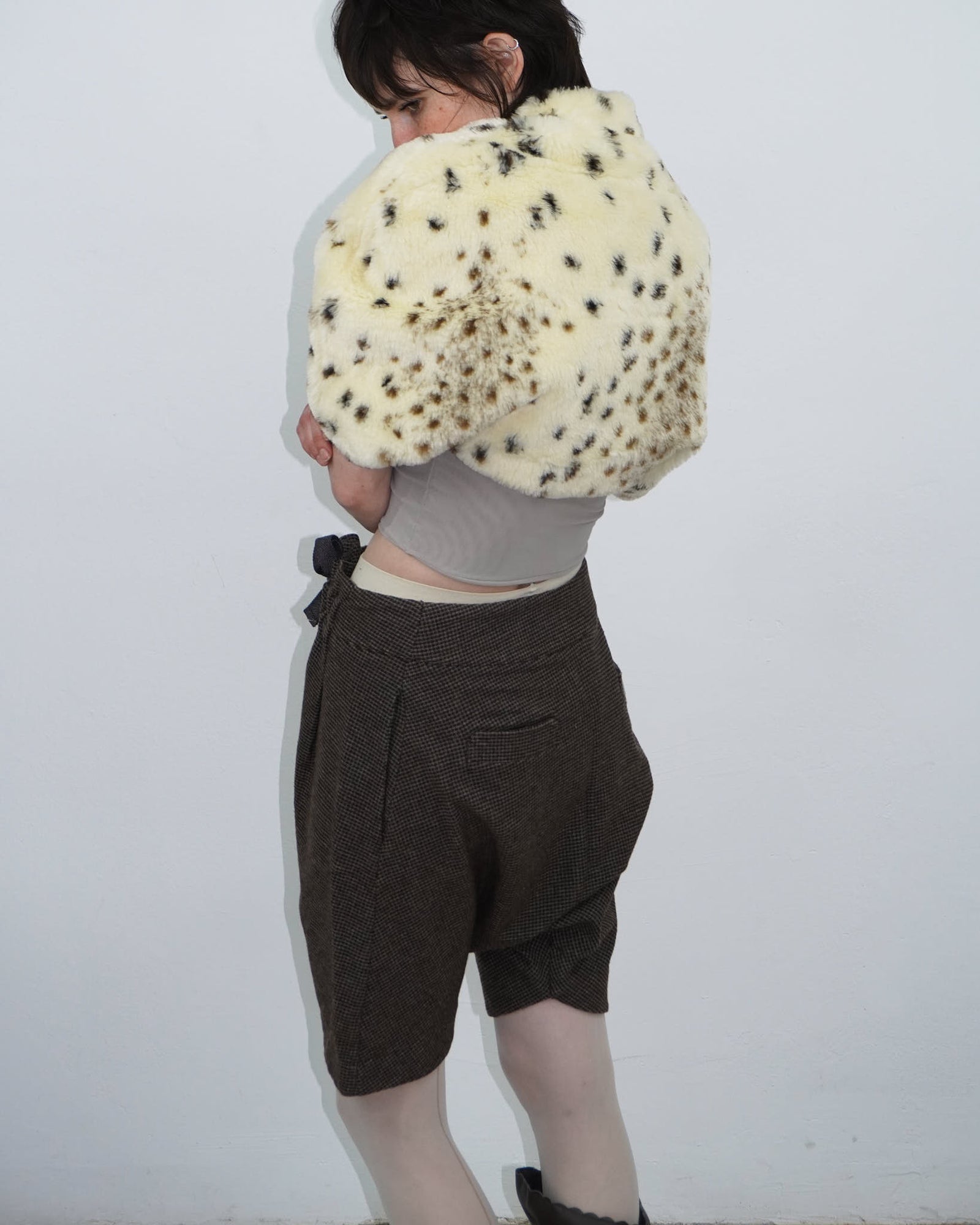 faux fur leopard print / polka dot bolero