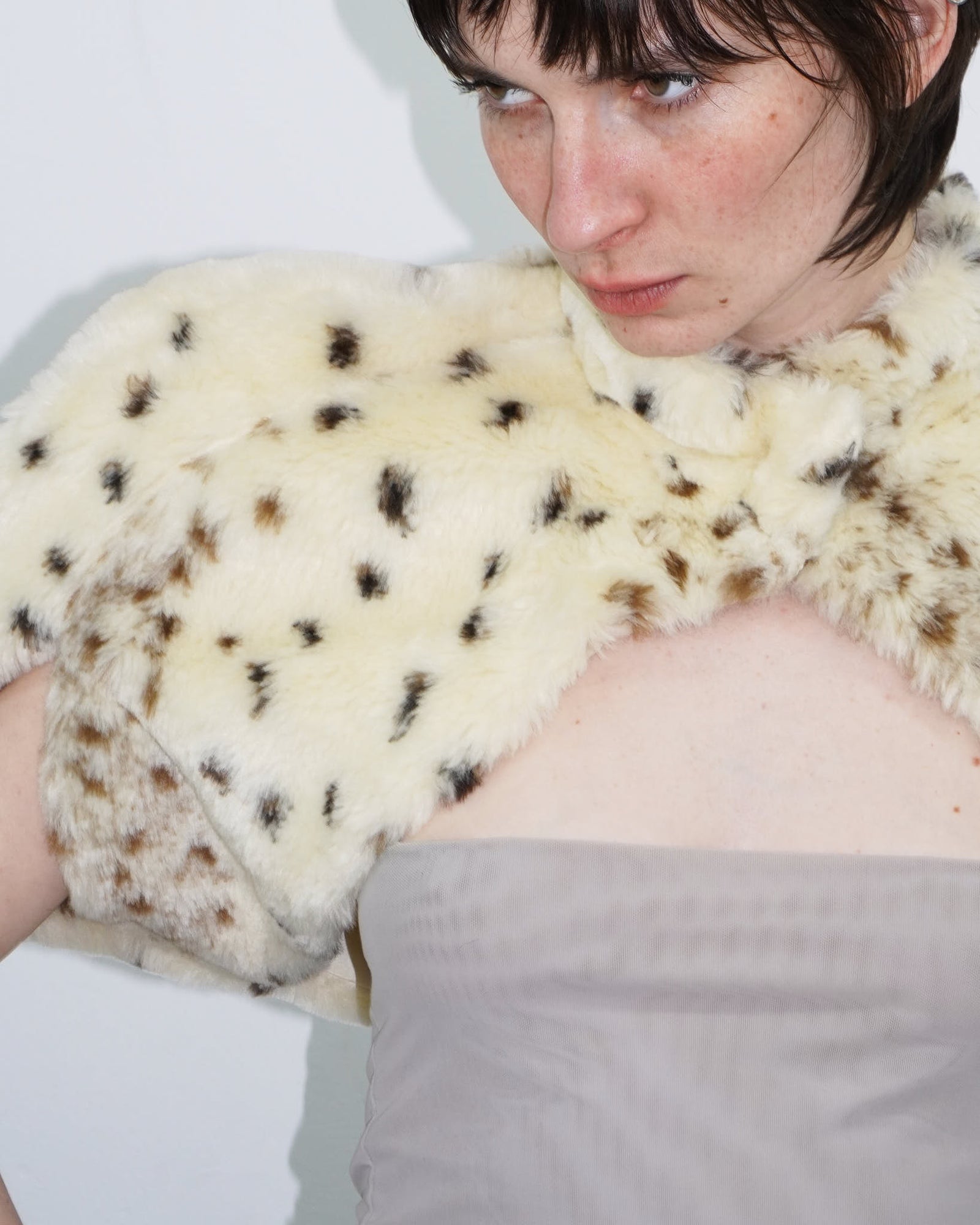 faux fur leopard print / polka dot bolero