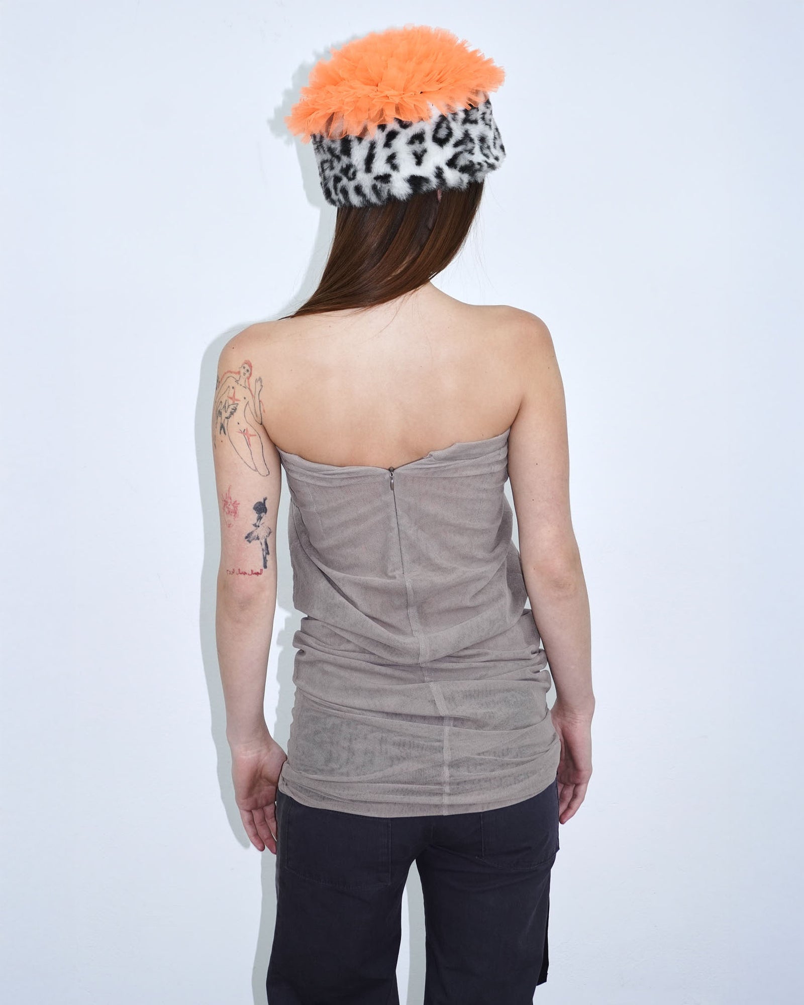 faux fur & tulle hat