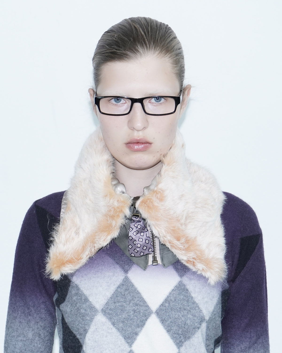 fluffy orange faux fur collar