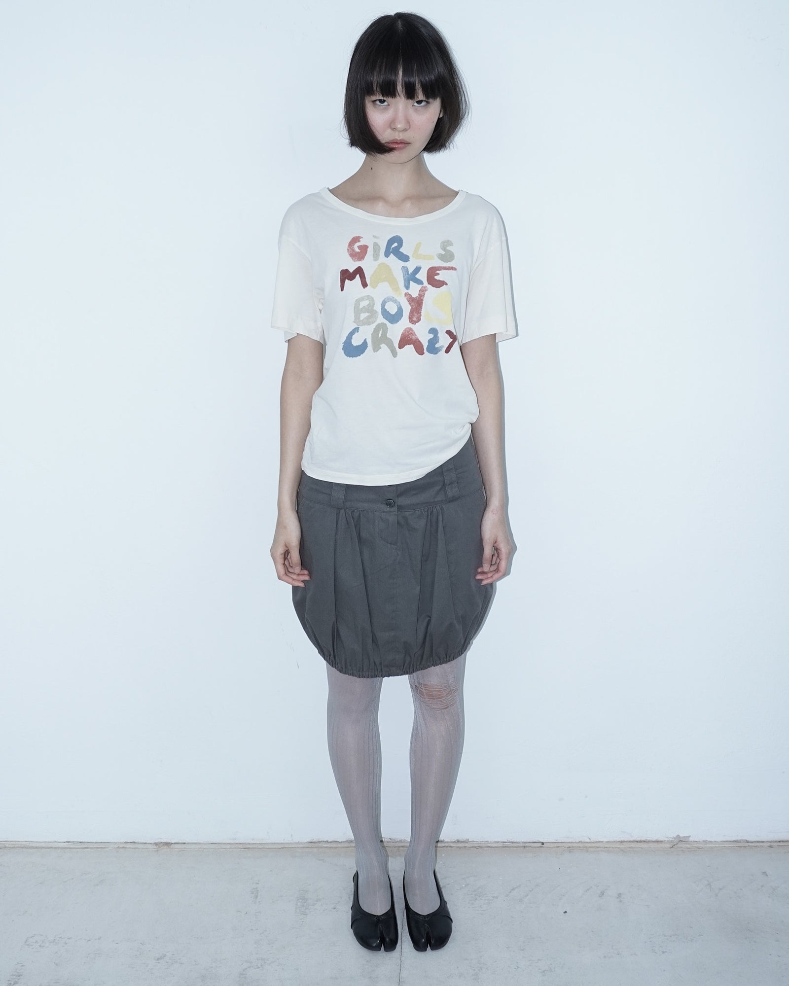 "girls make boys crazy" top with lace up detail