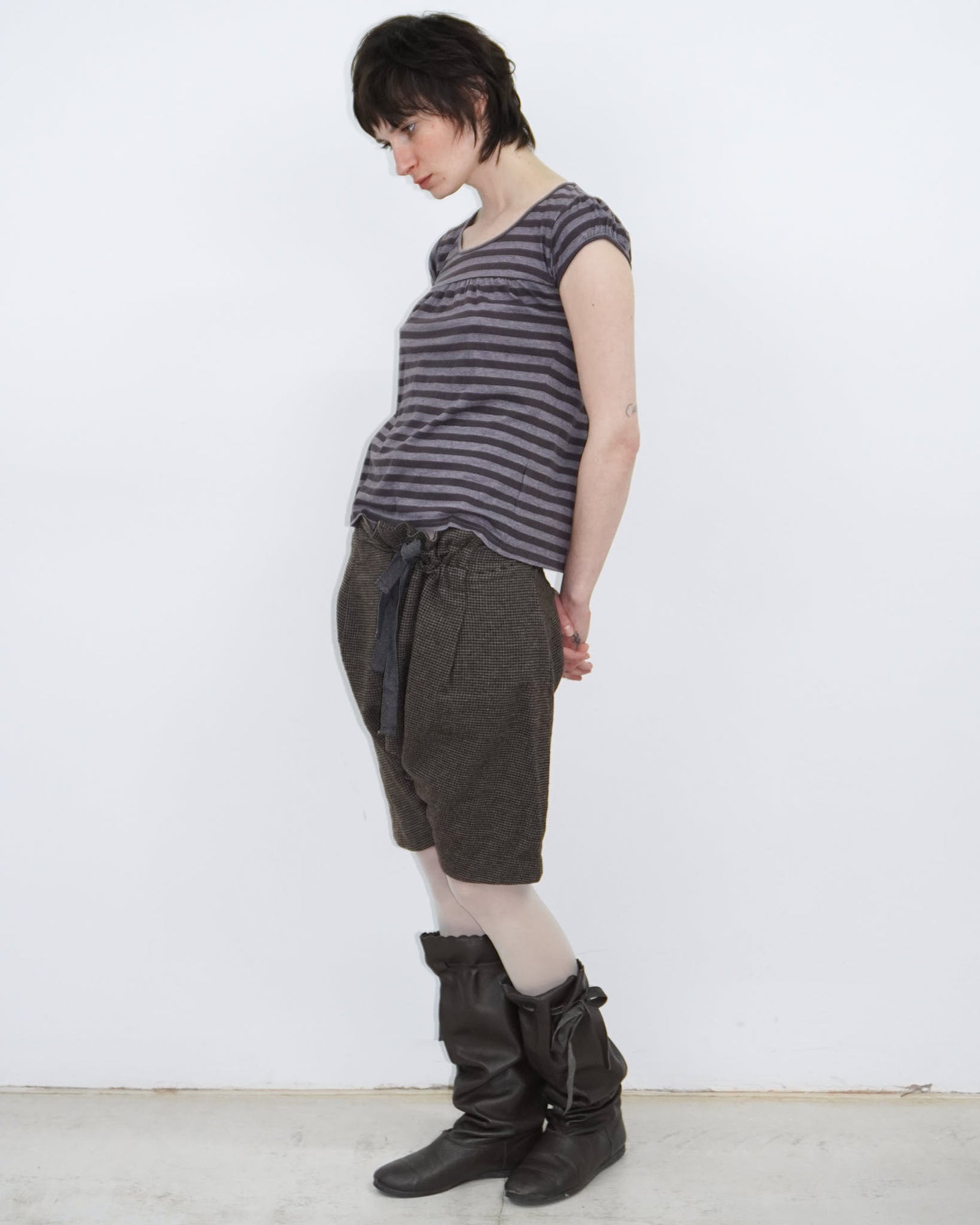 gray & brown striped dolly top