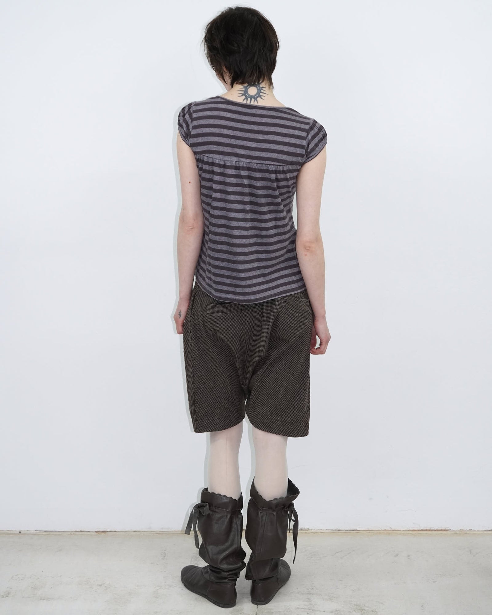 gray & brown striped dolly top