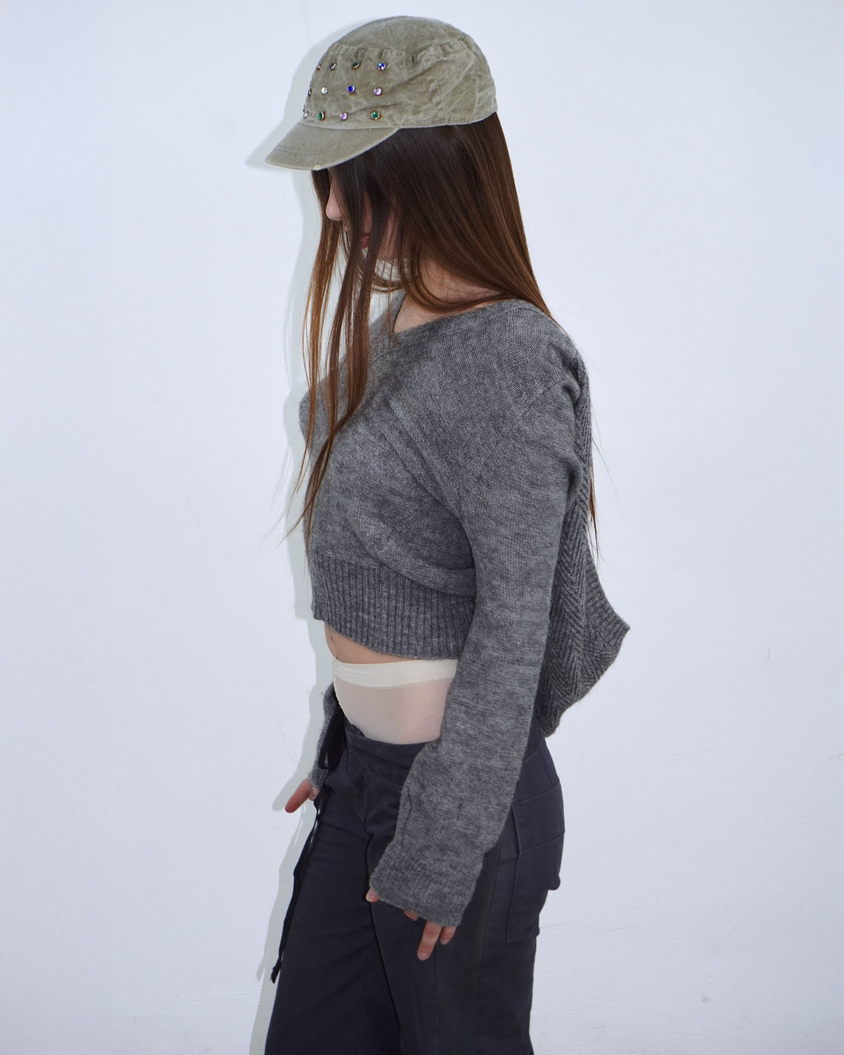 green embellished military cap