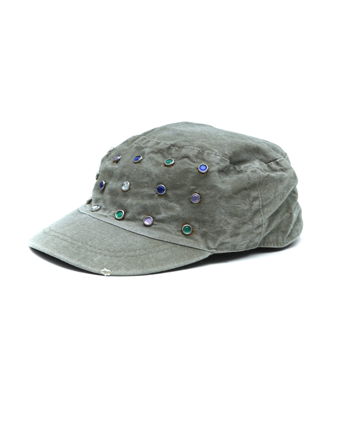 green embellished military cap
