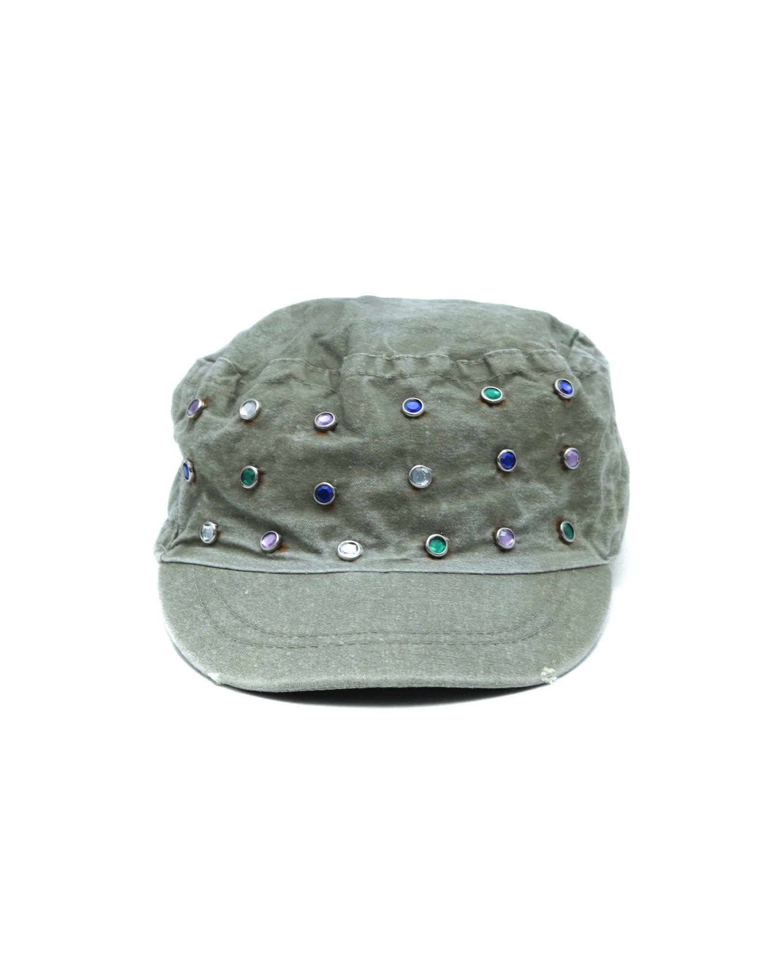 green embellished military cap