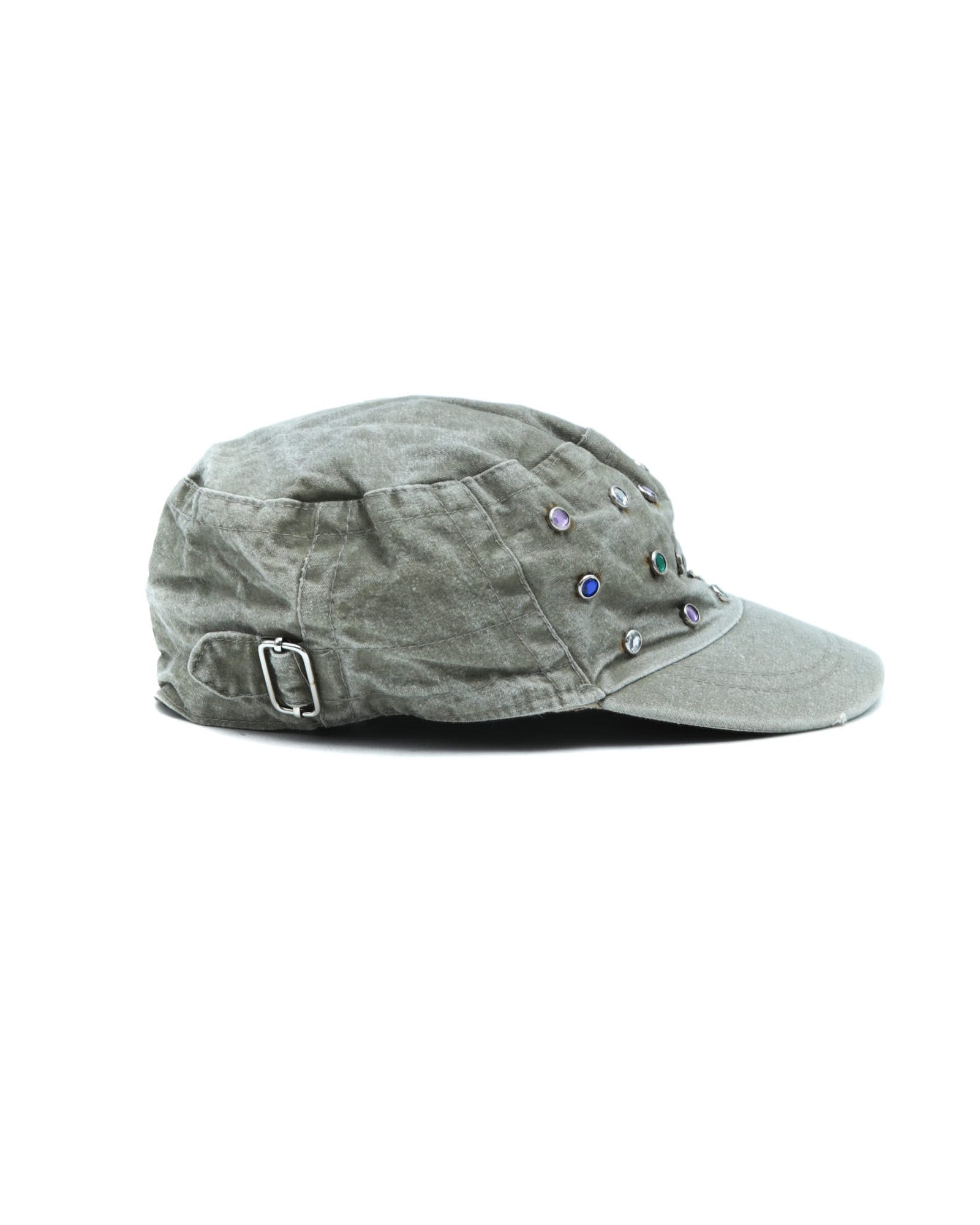 green embellished military cap