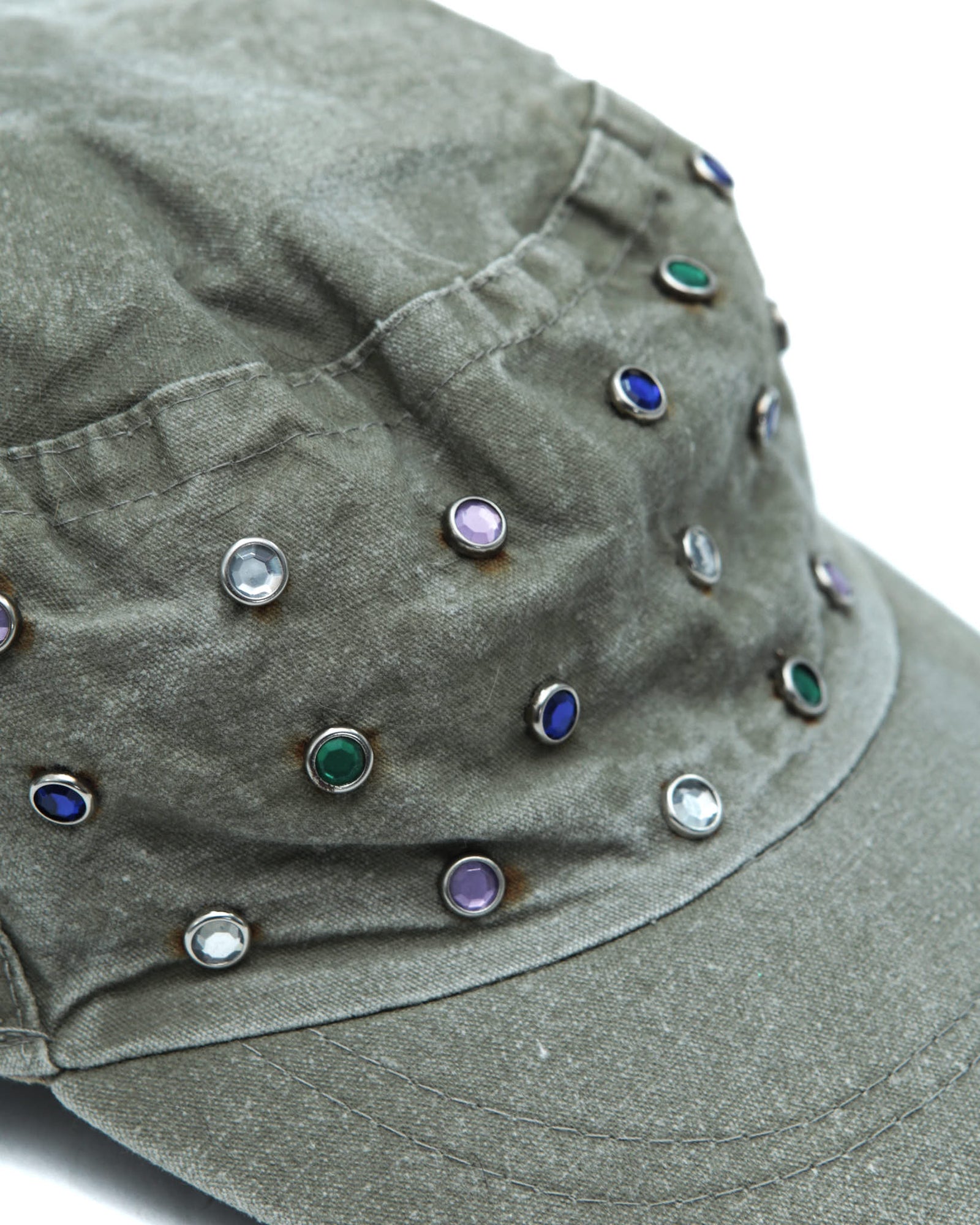 green embellished military cap