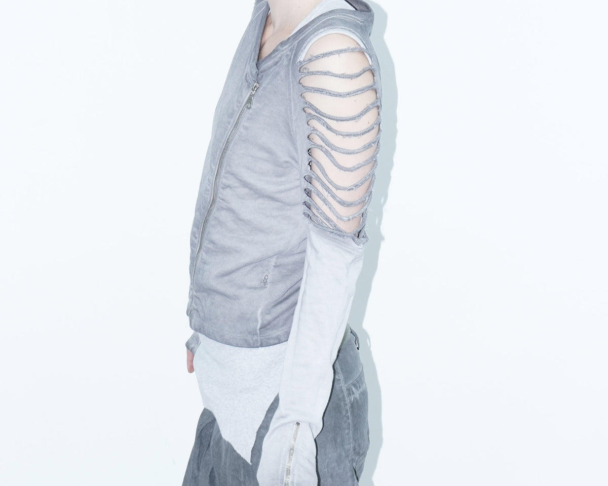 grey distressed jacket