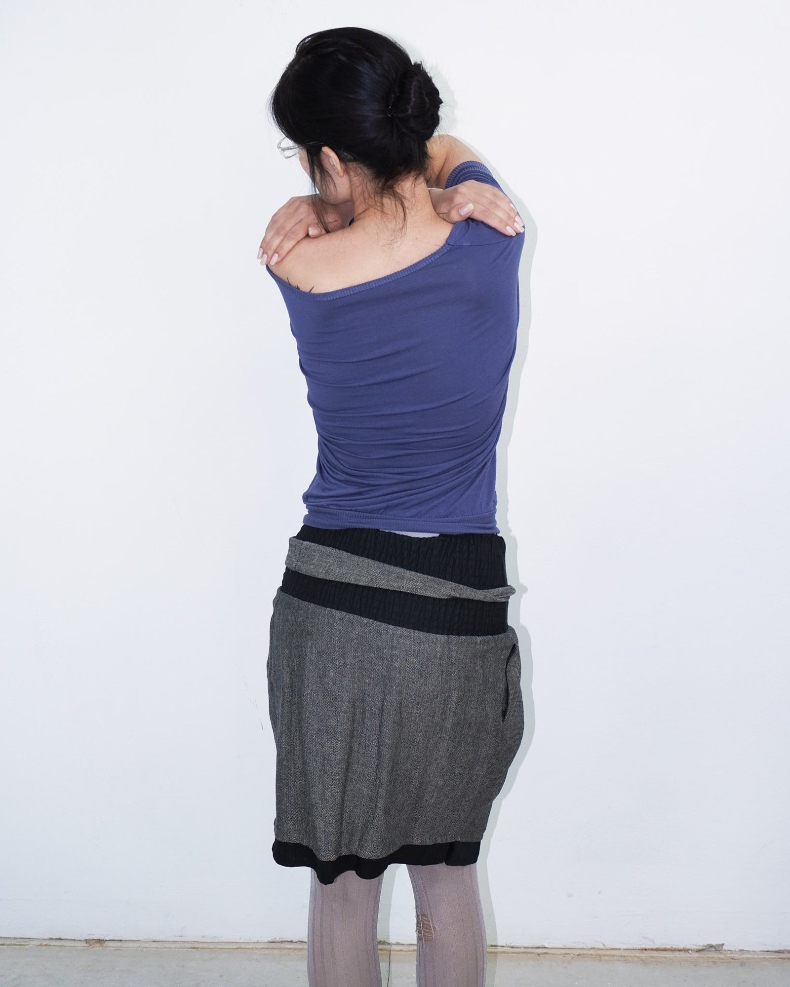 grey, wool and linen constructed skirt