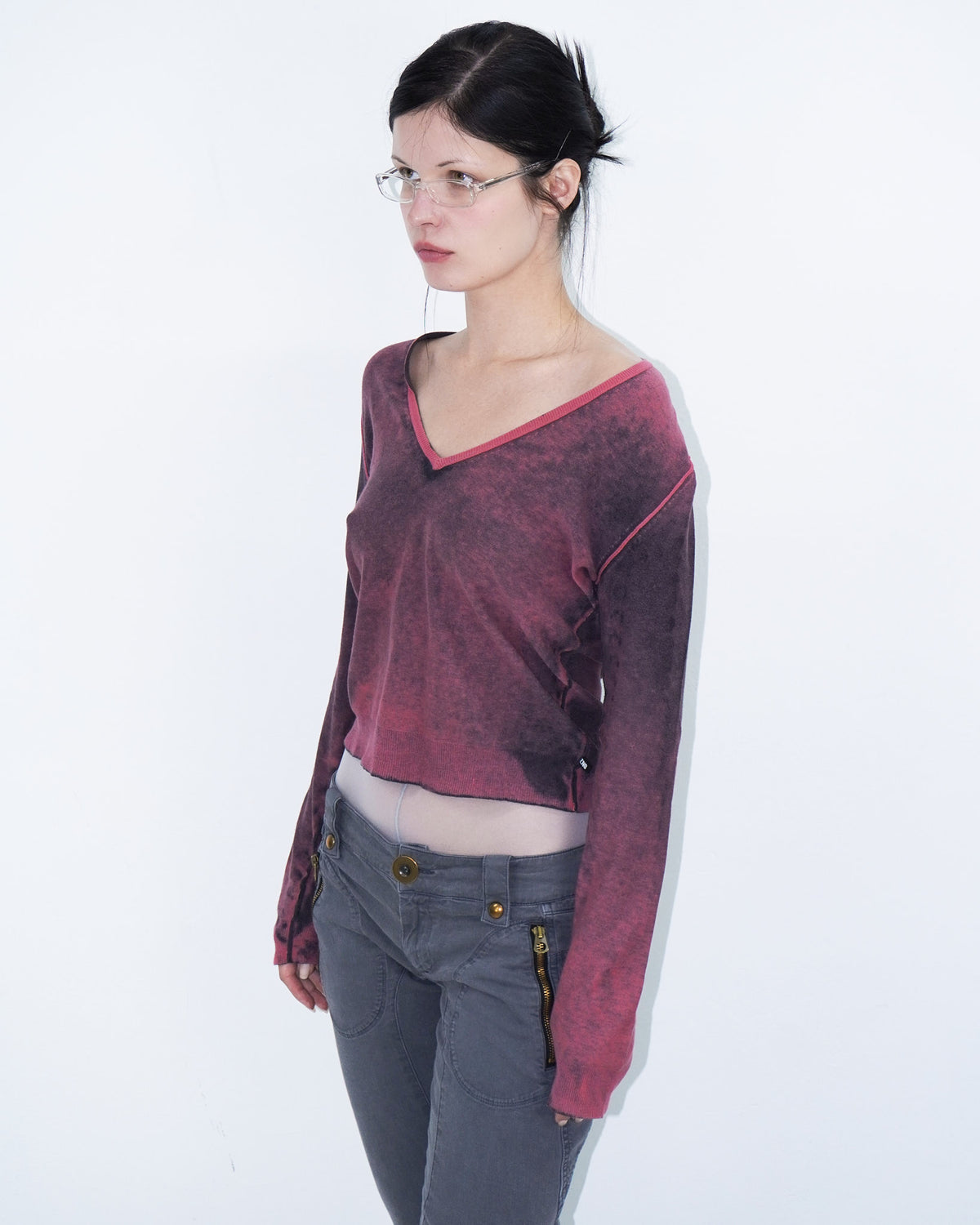 grungy washed pink top