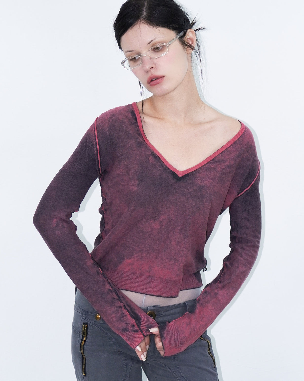 grungy washed pink top