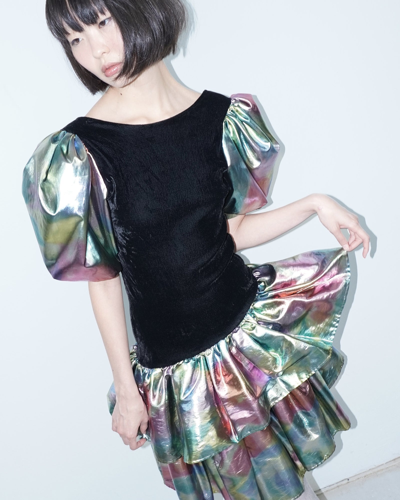 holographic ruffle dress