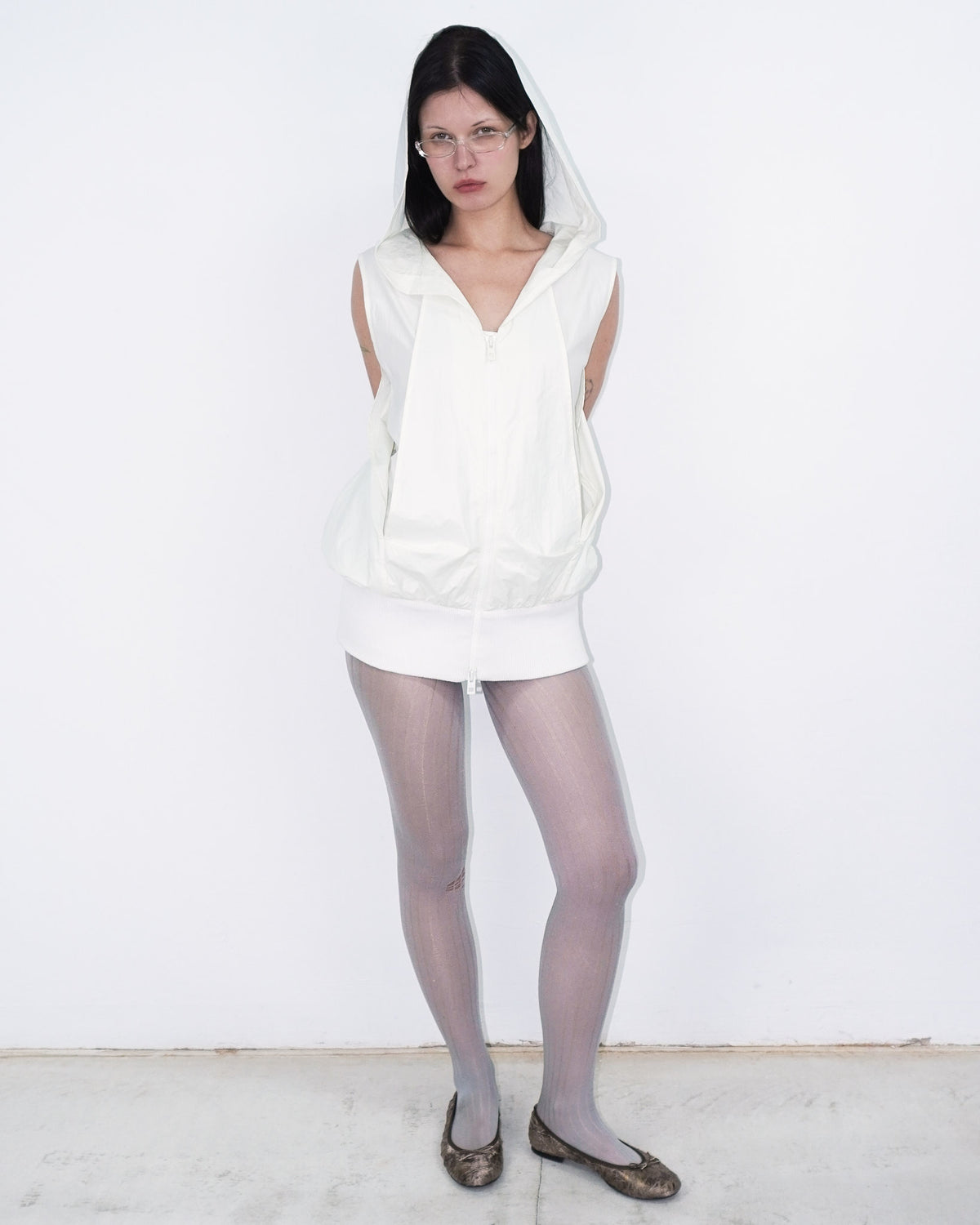 ivory technical hooded jacket