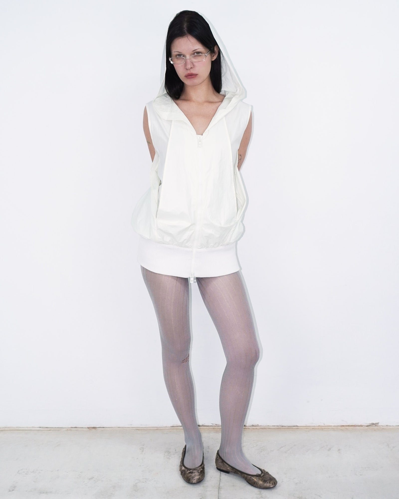ivory technical hooded jacket