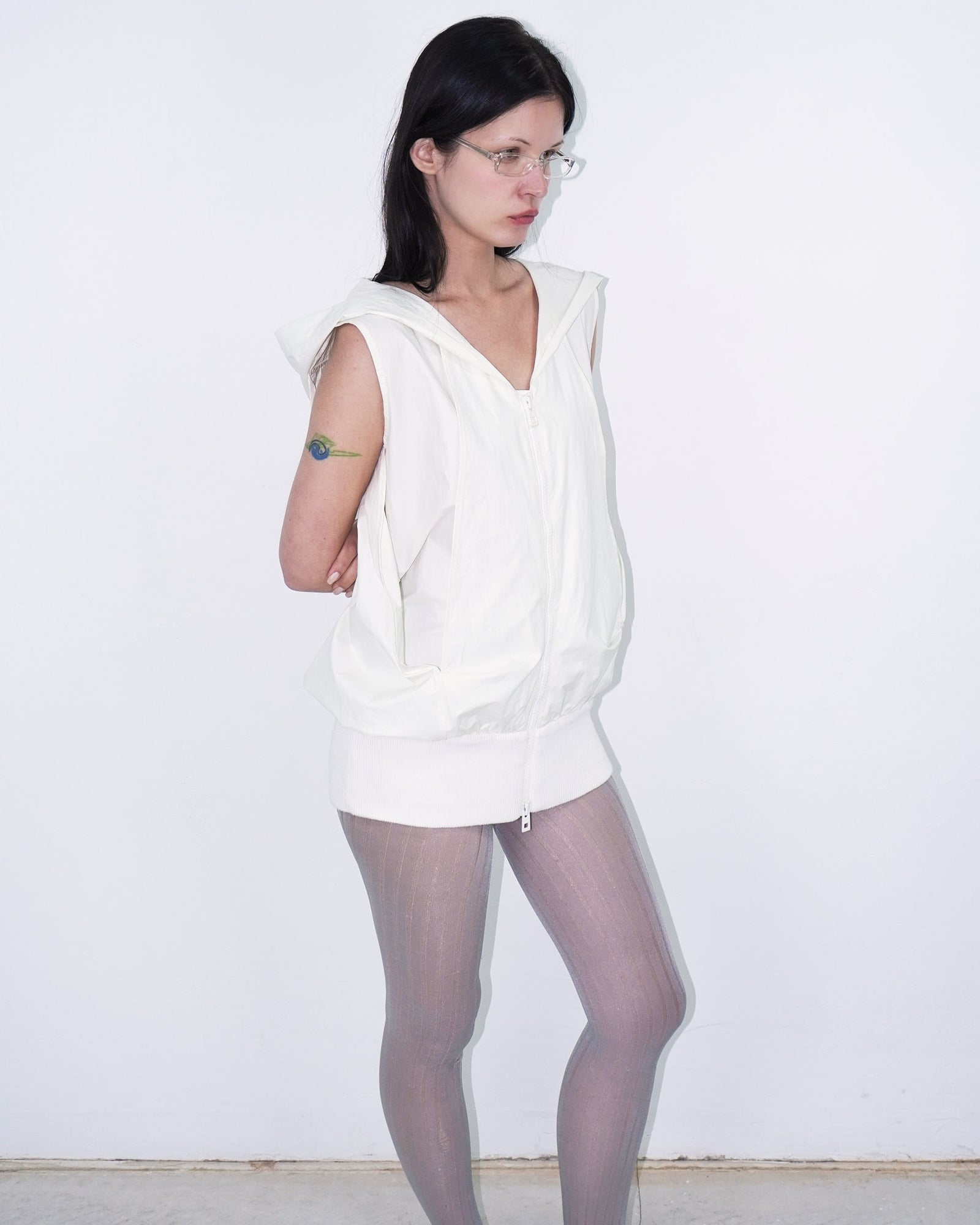 ivory technical hooded jacket
