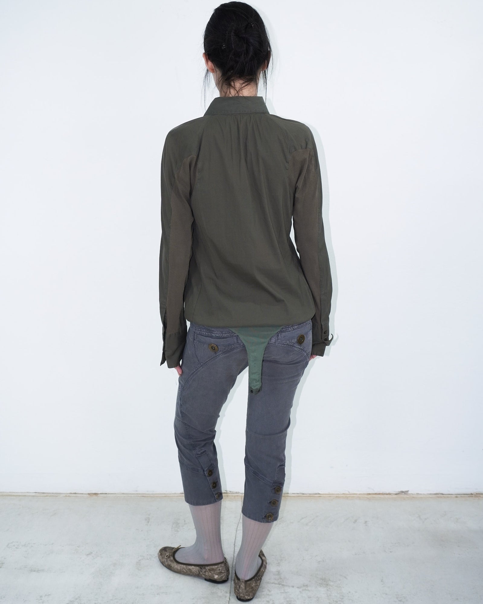 khaki button up body shirt