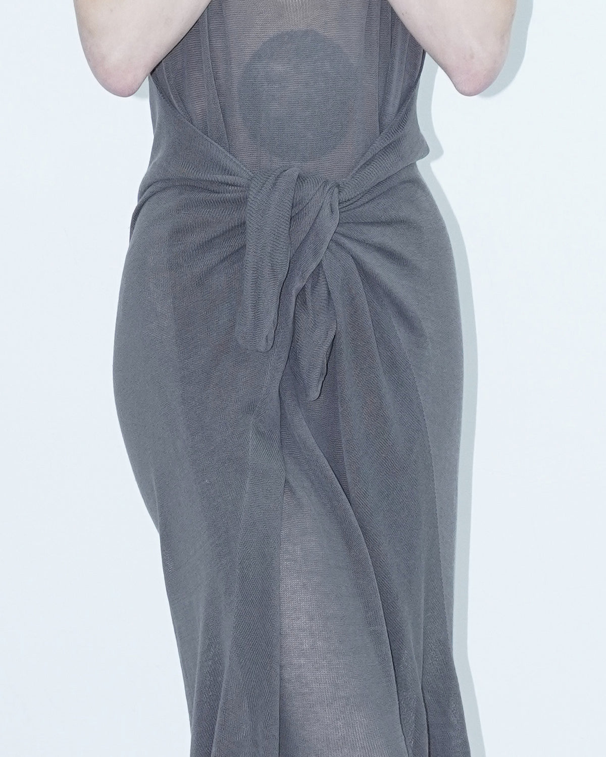knitted mesh midi dress