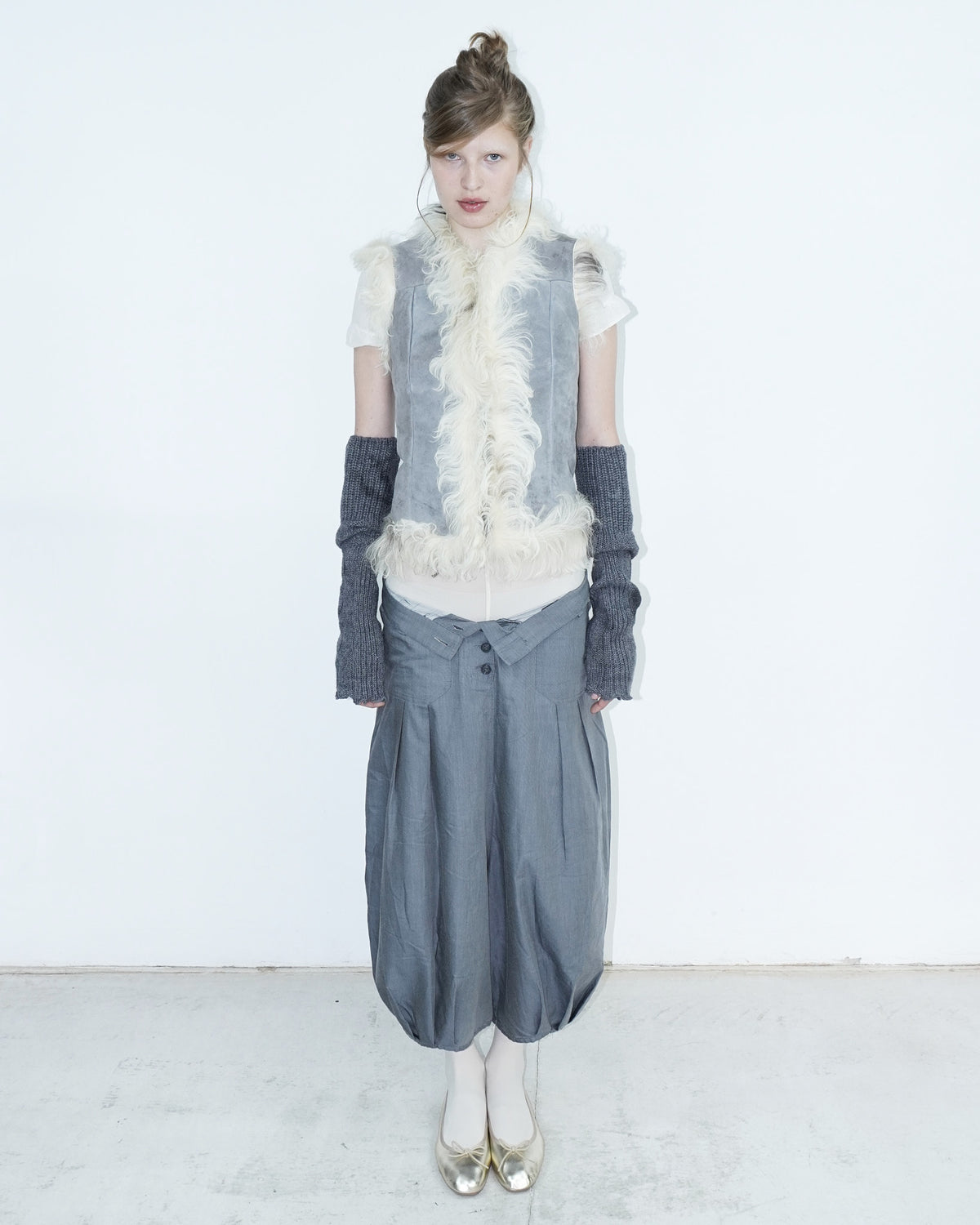 light blue fur vest