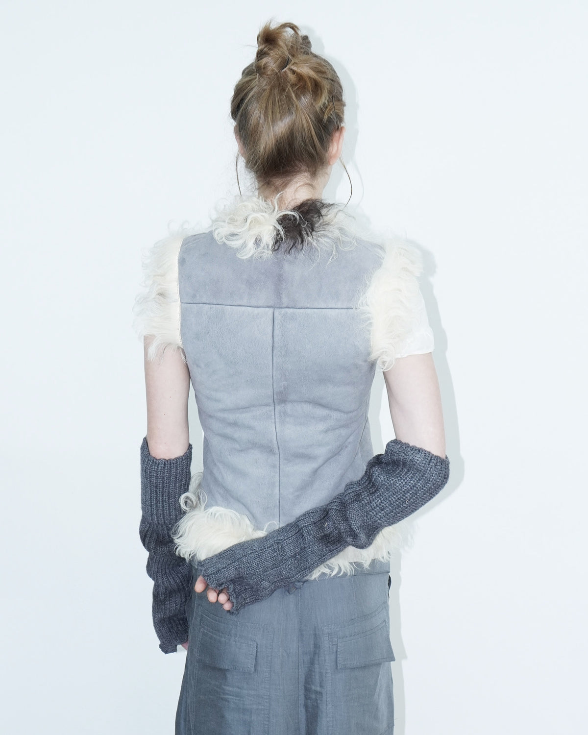 light blue fur vest