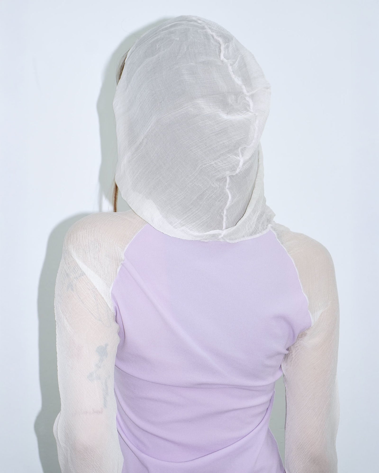 lilac hoodie with silk hood and sleeves