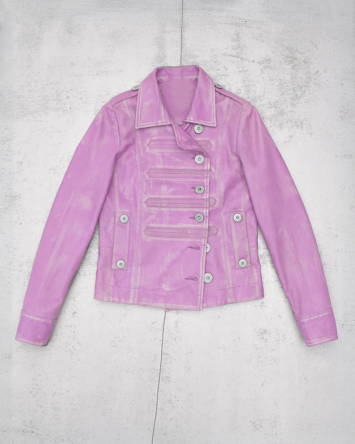 lilac washed leather napoleon jacket