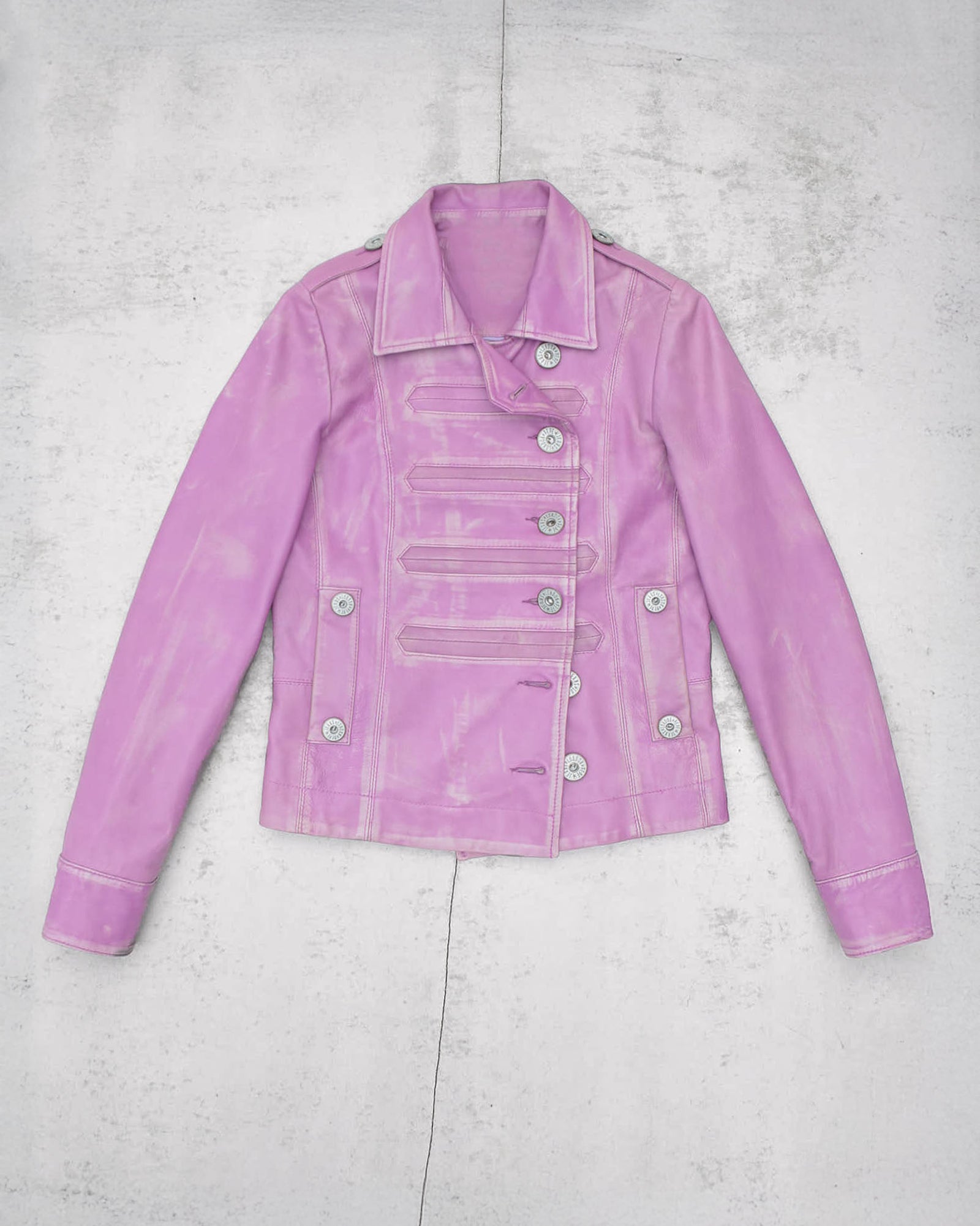 lilac washed leather napoleon jacket