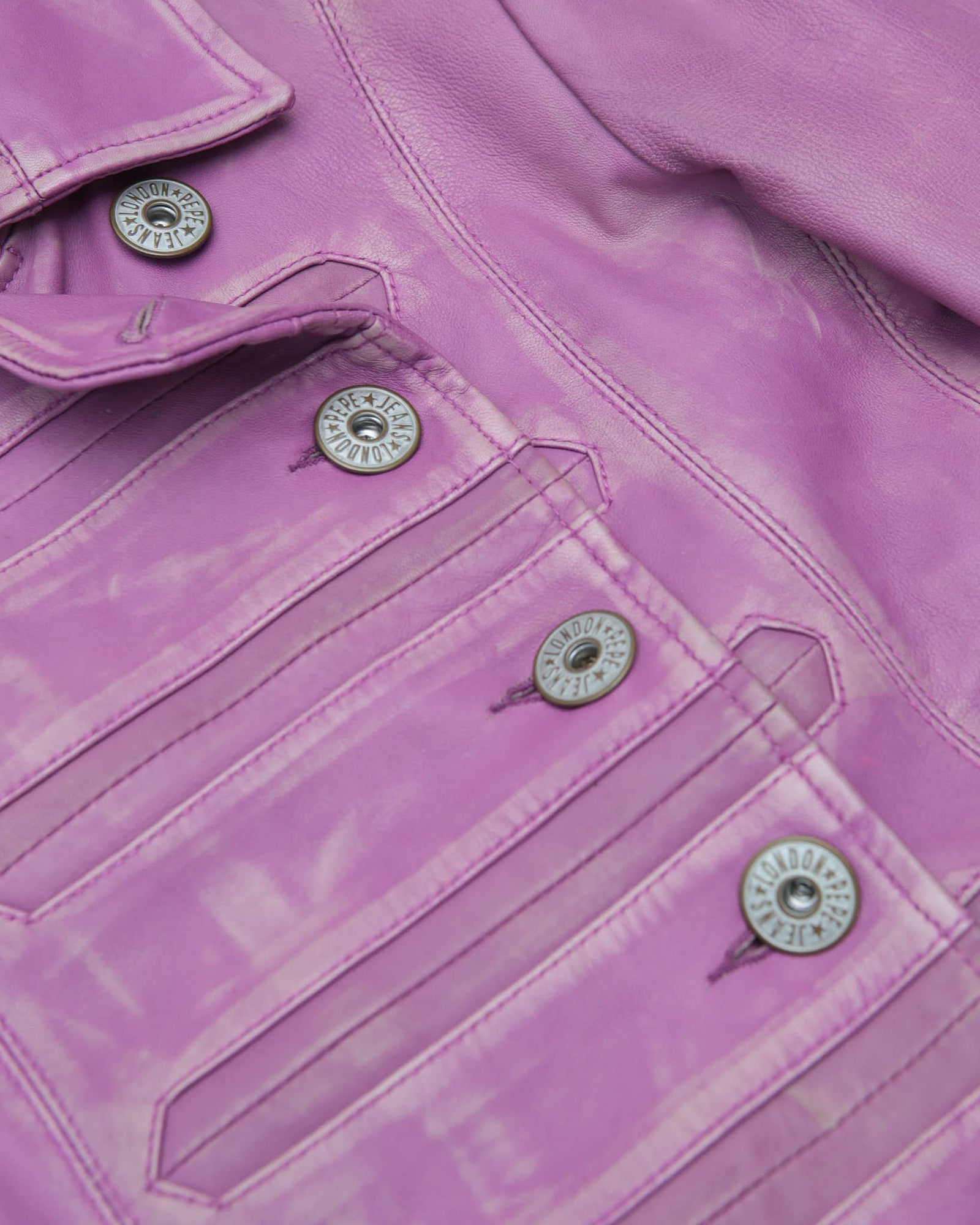 lilac washed leather napoleon jacket