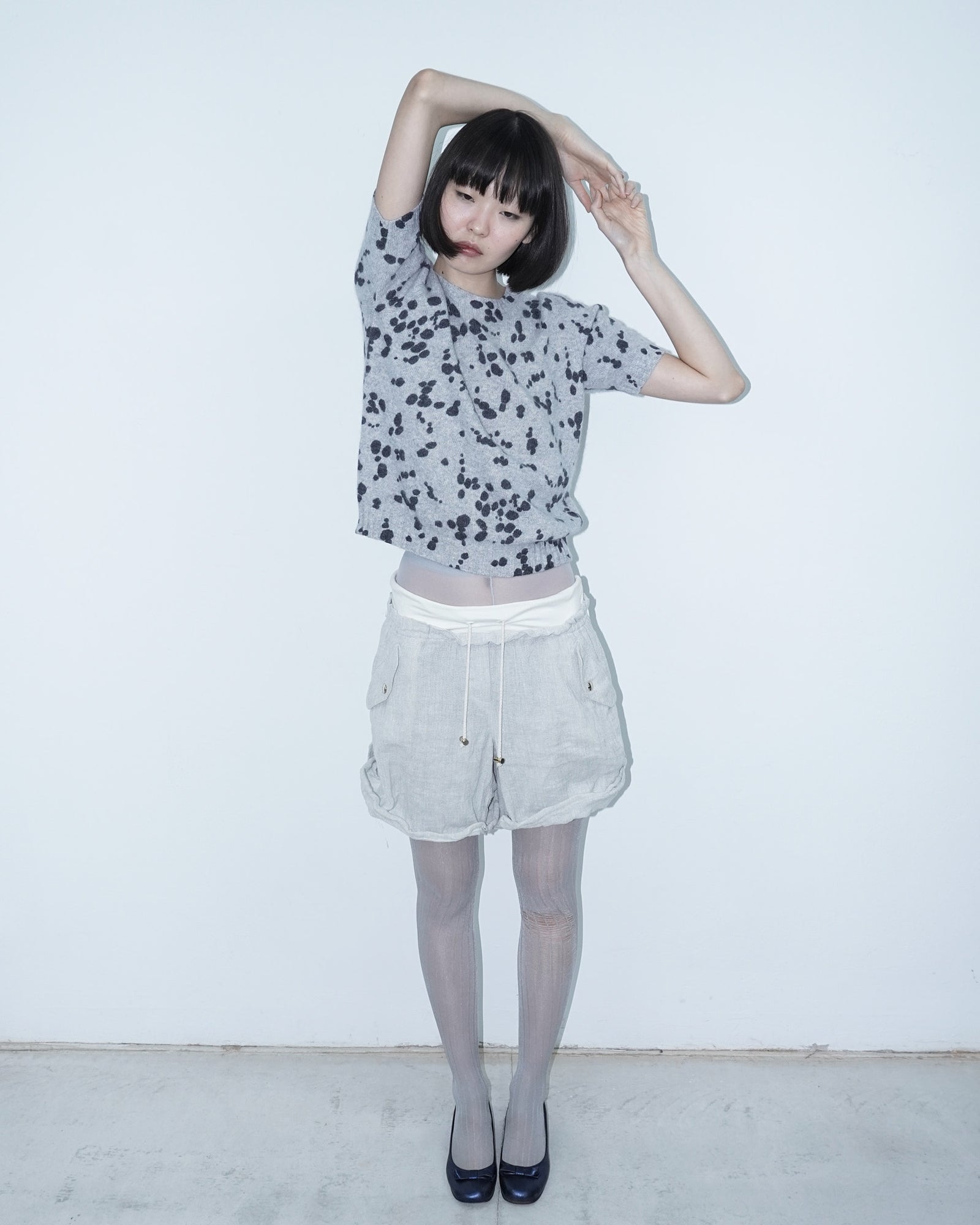 linen double waisted structured bermuda