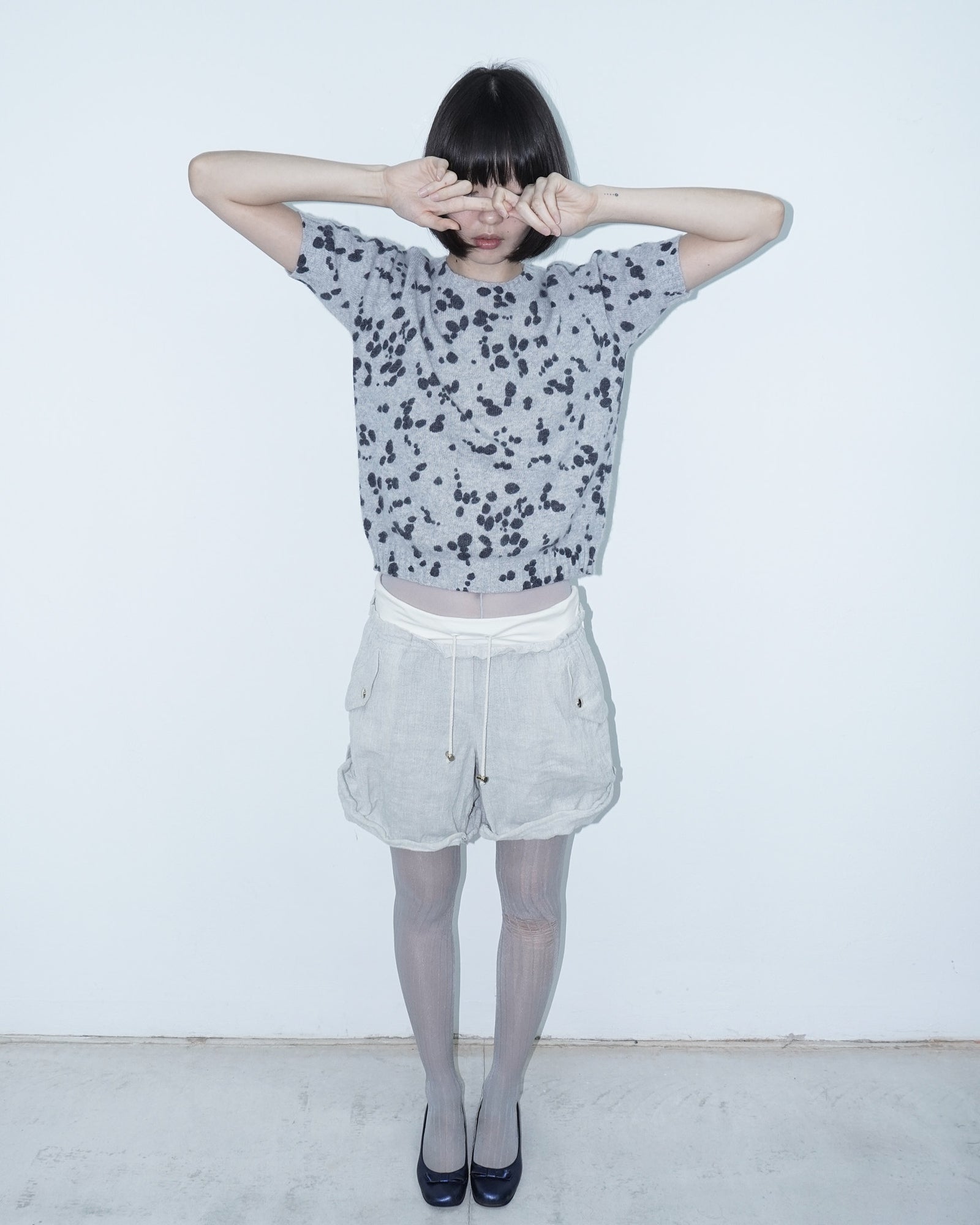 linen double waisted structured bermuda