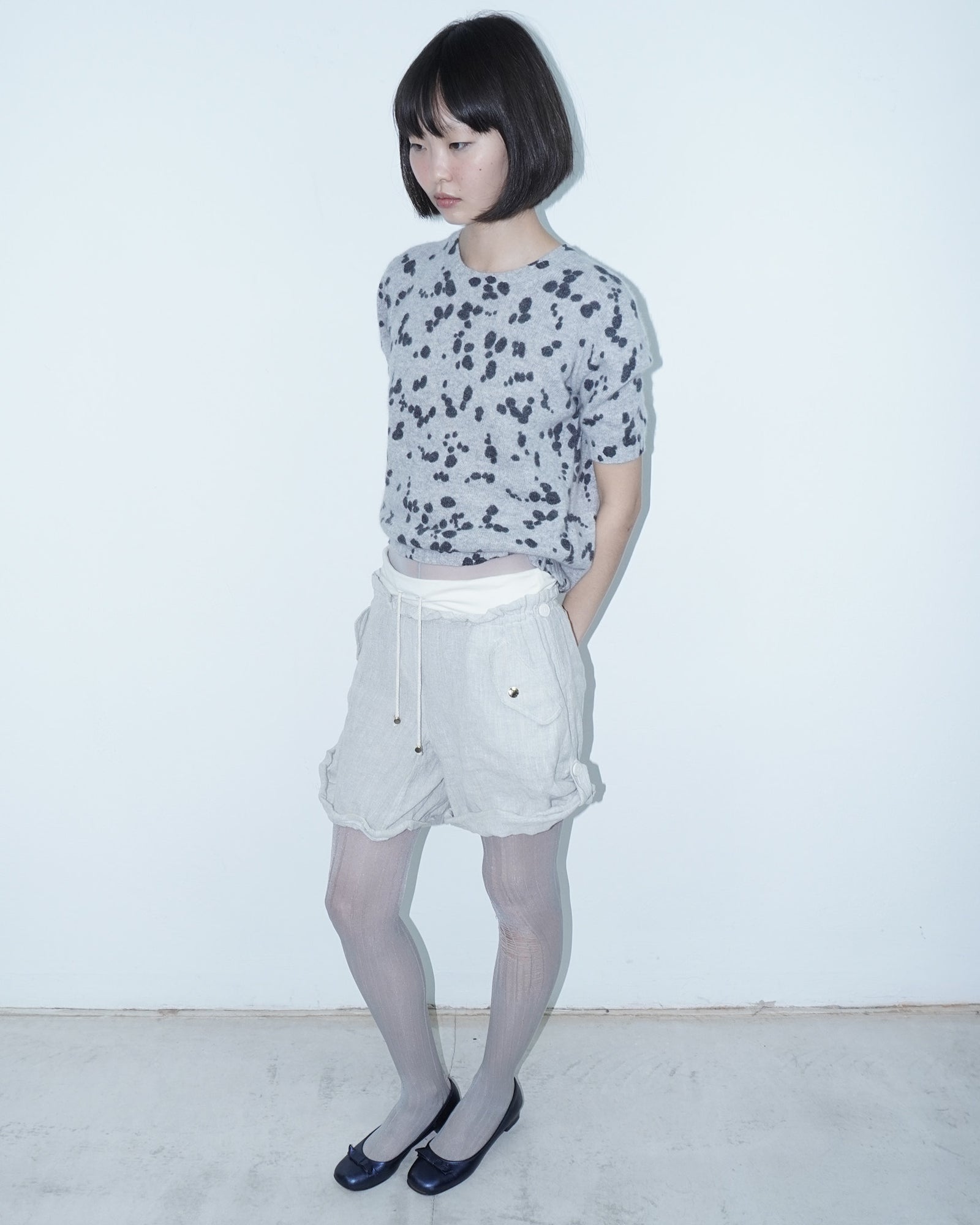 linen double waisted structured bermuda