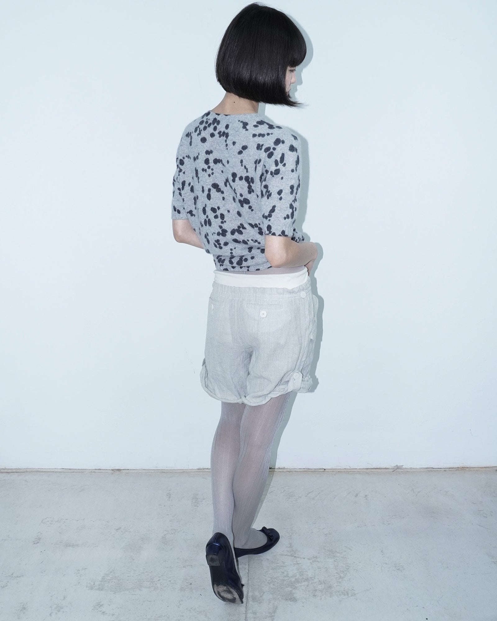 linen double waisted structured bermuda