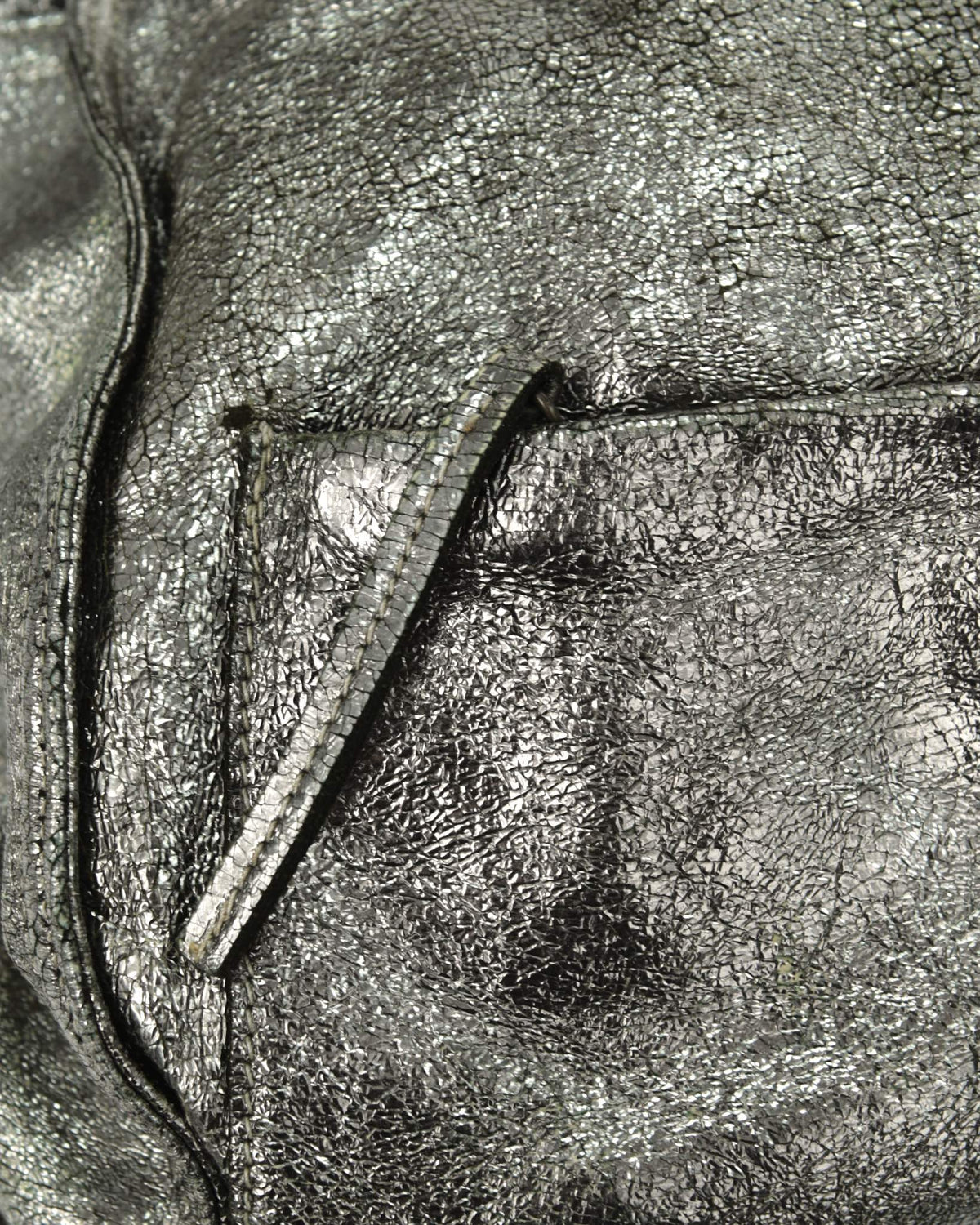 maxi metallic distressed leather bag