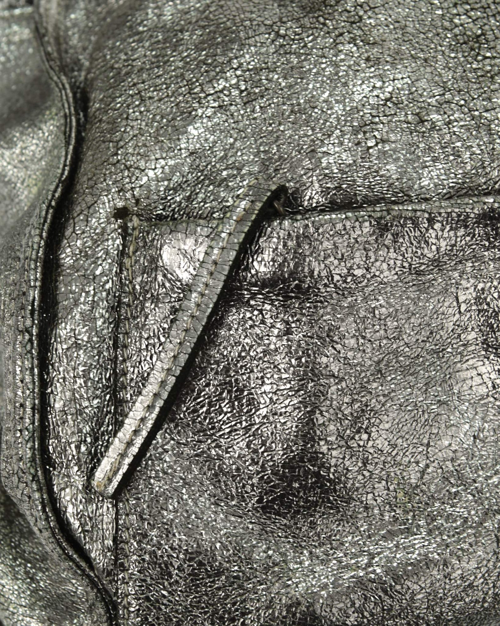 maxi metallic distressed leather bag